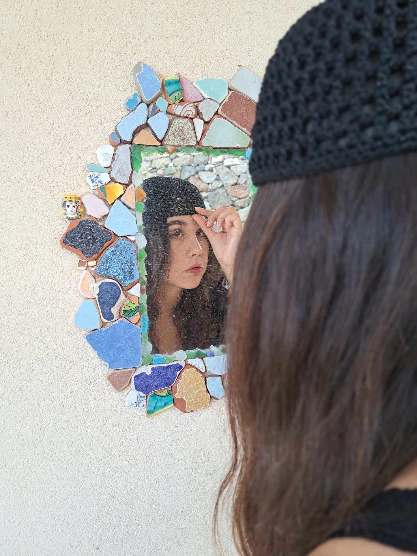 Crochet Mesh Hat Nero