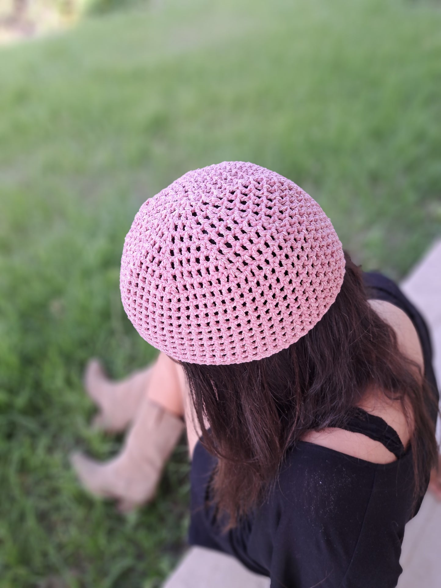 Crochet Mesh Hat Rosa
