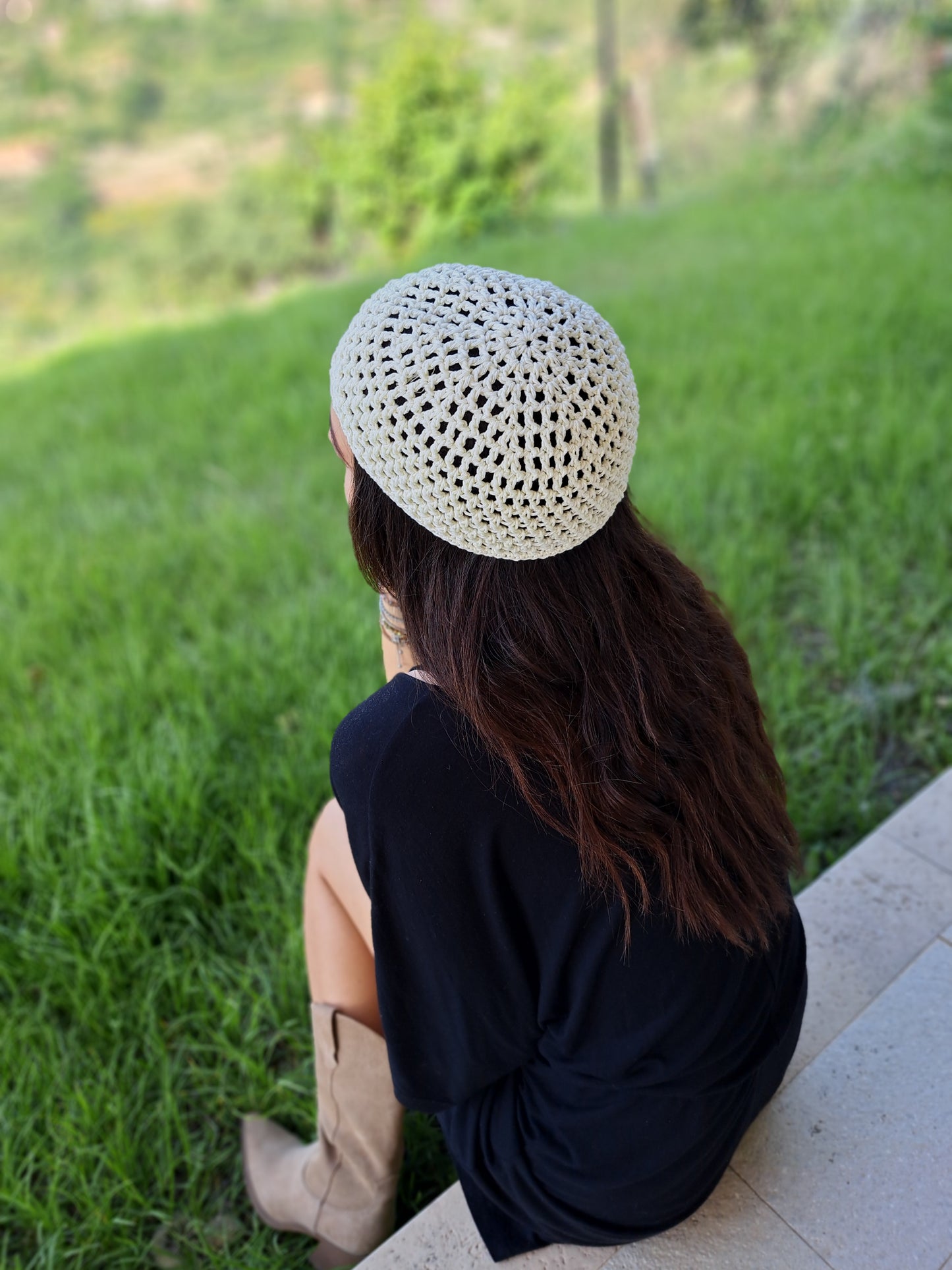 Crochet Mesh Hat Panna