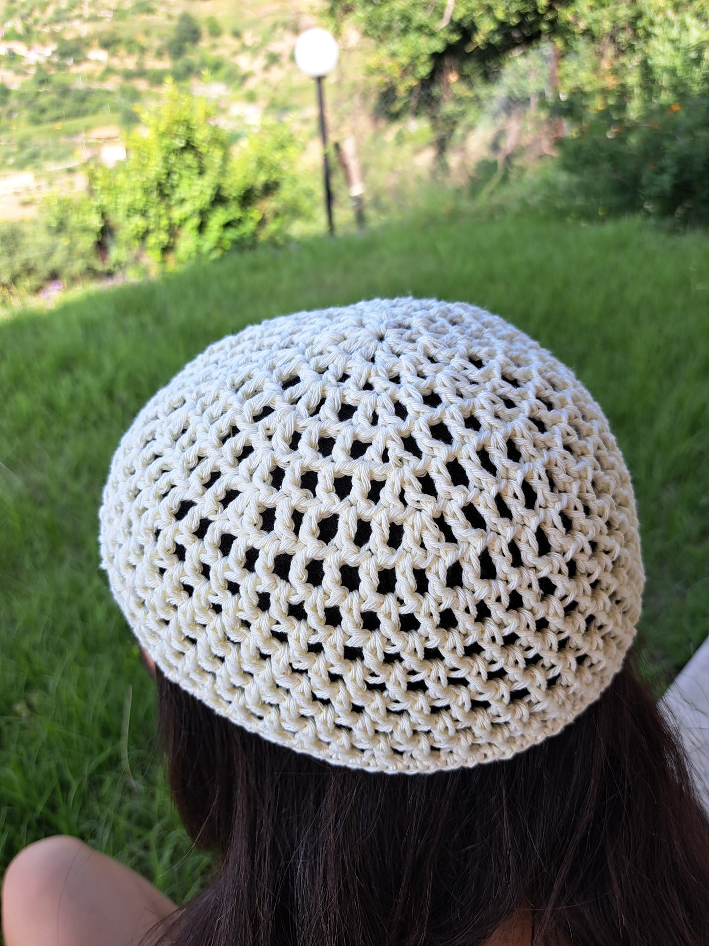 Crochet Mesh Hat Panna
