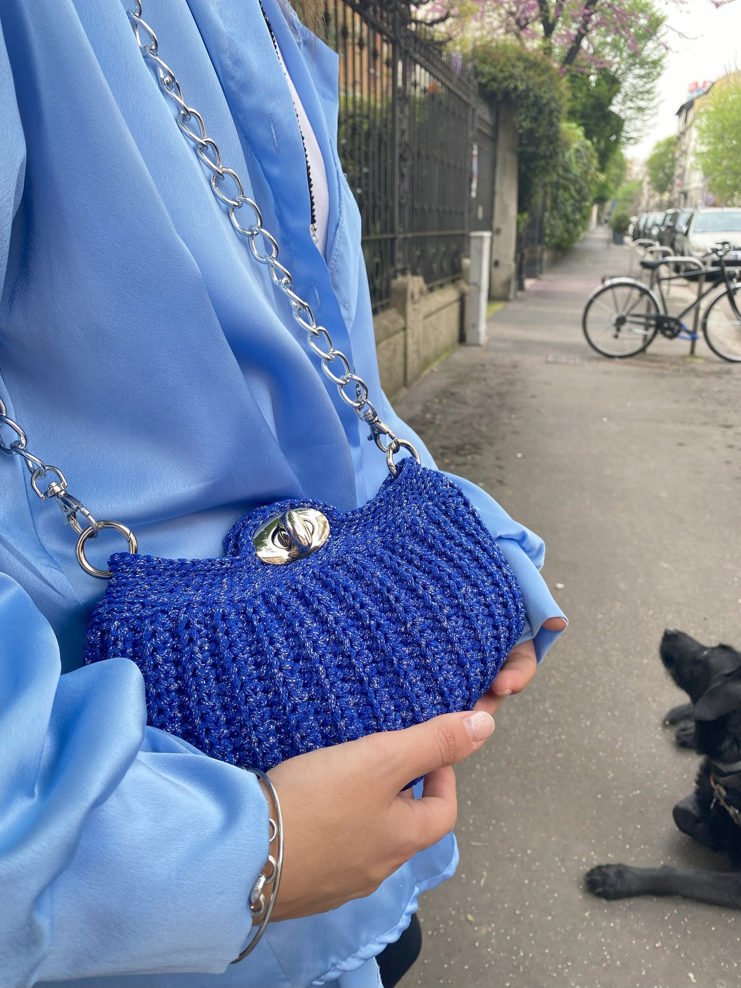 Lara Piccola con tracolla - Blu Elettrico Lurex