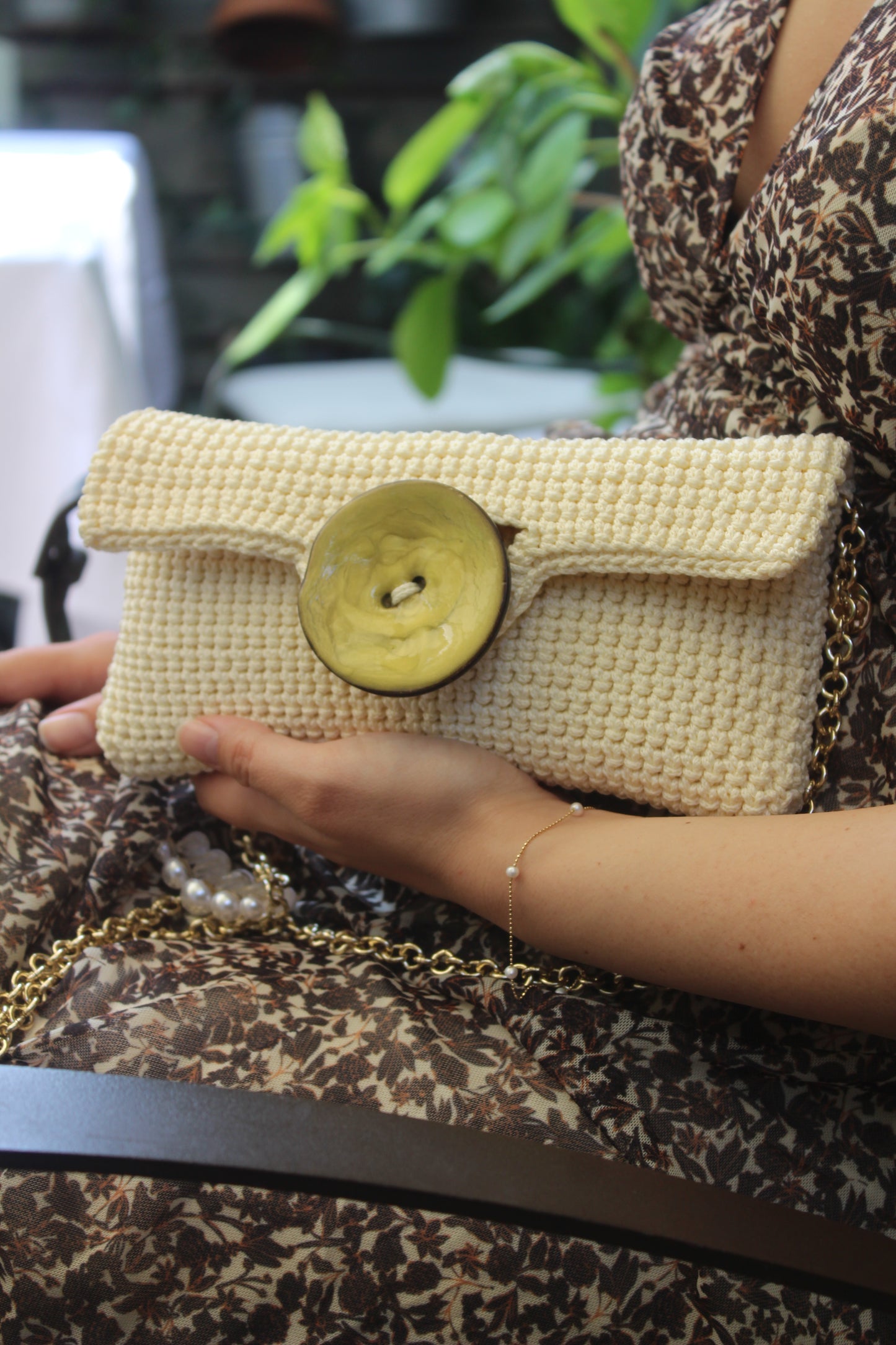 Pochette Big Button Peonia