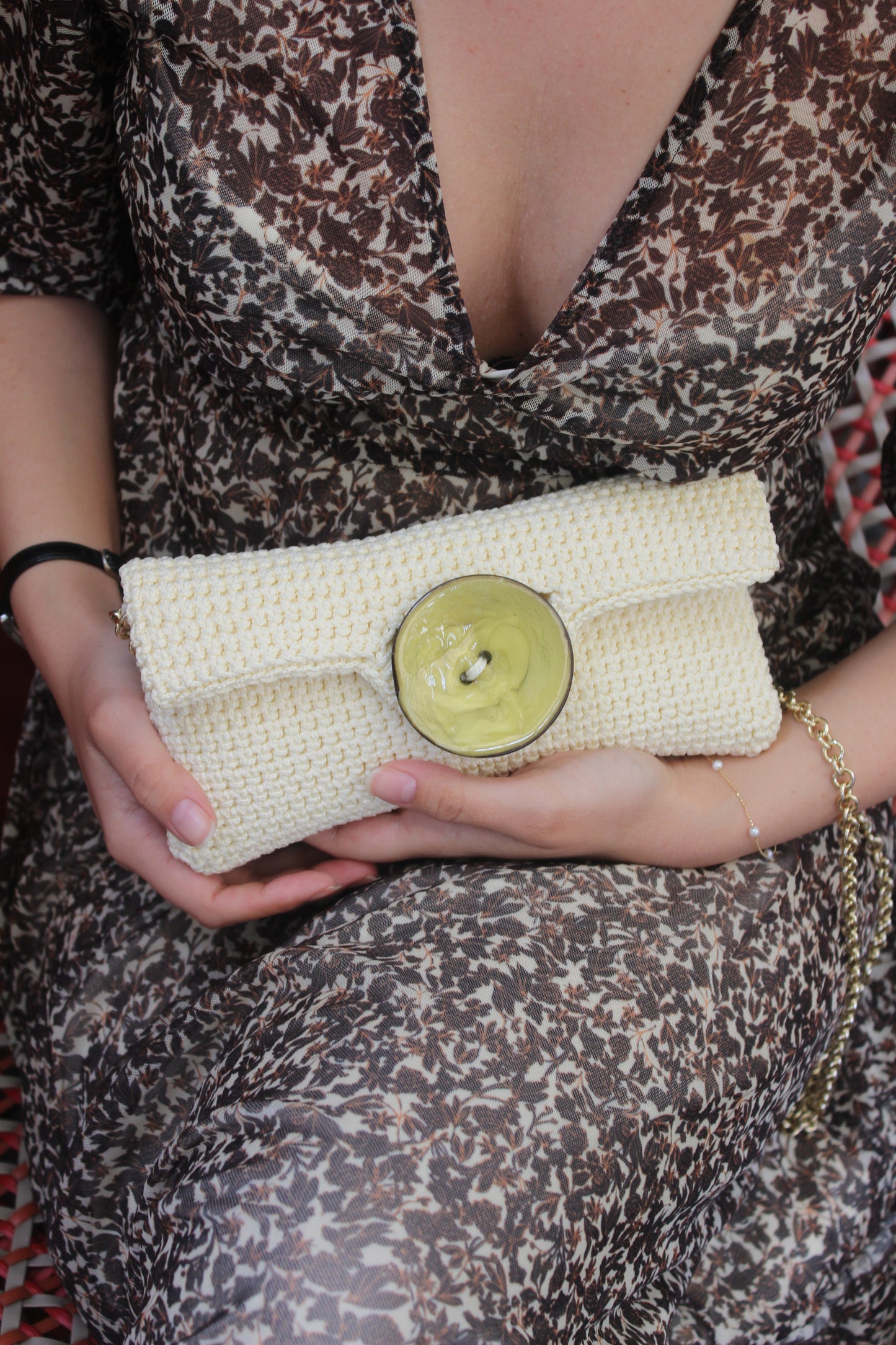 Pochette Big Button Peonia