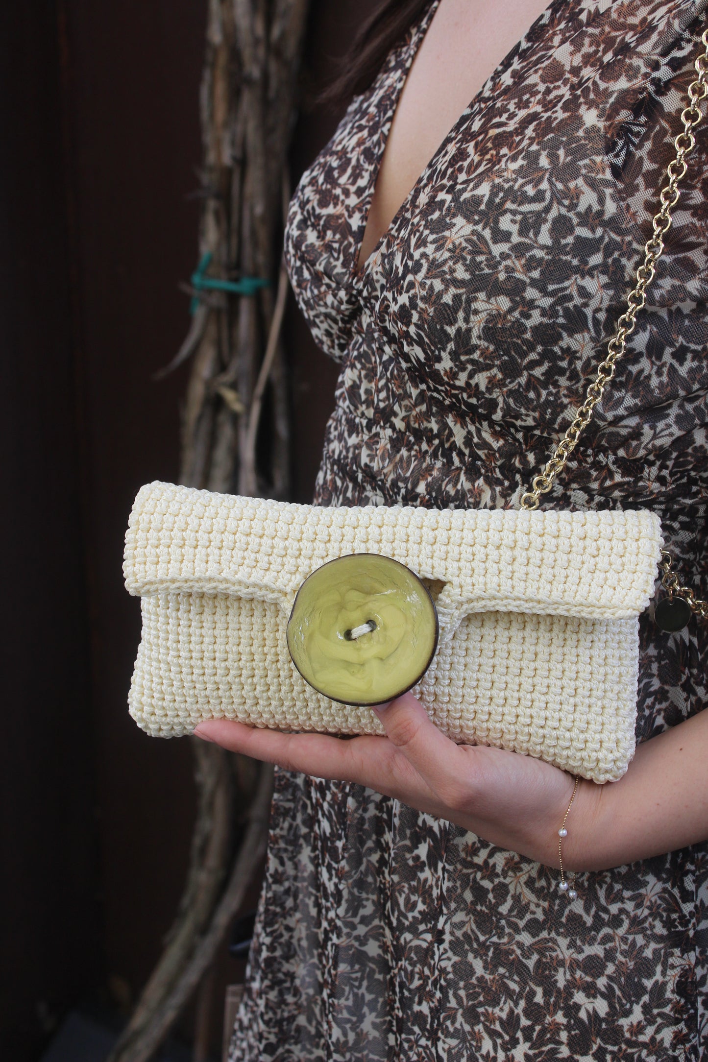 Pochette Big Button Peonia
