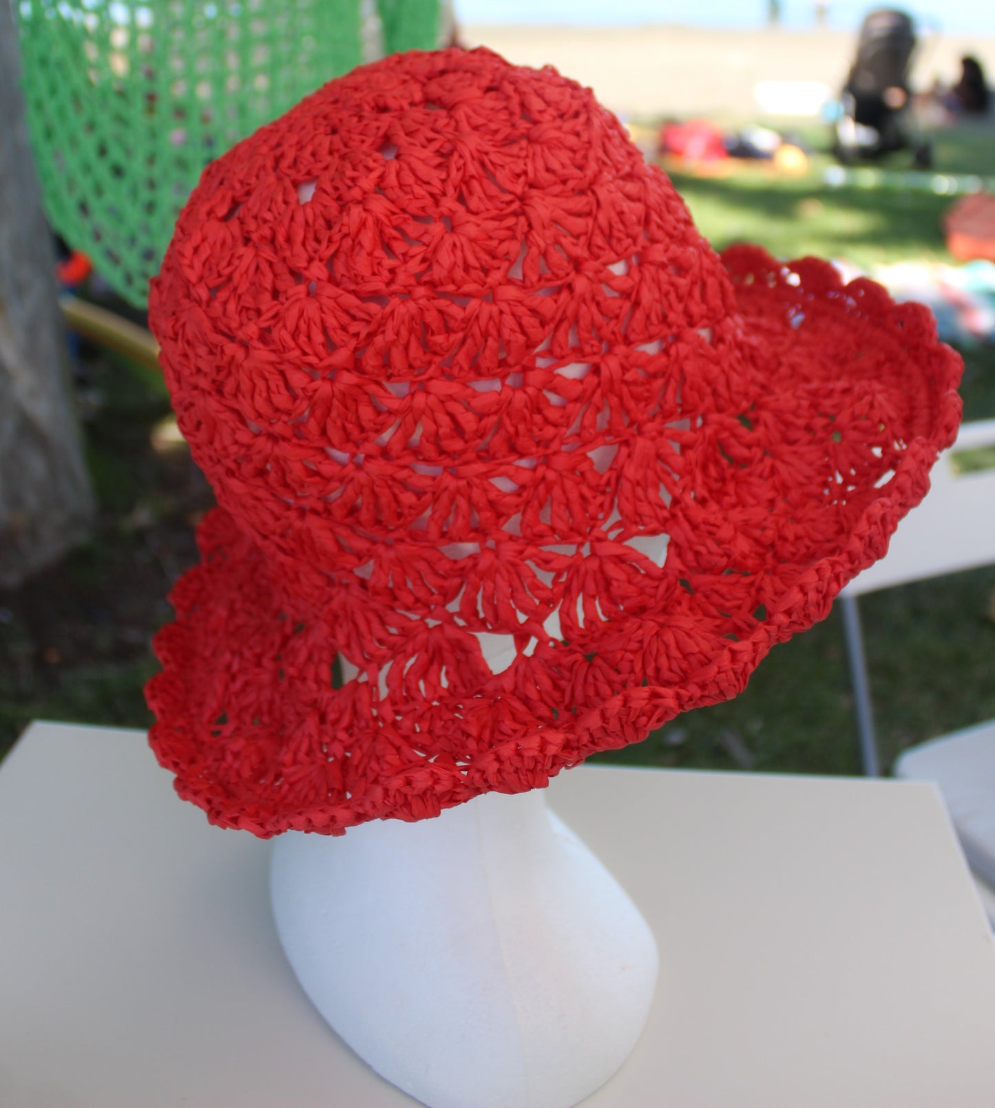 Cappello in Rafia a Tesa Larga - Rosso