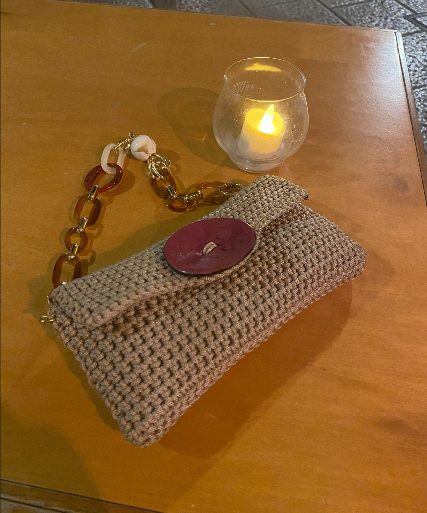 Pochette Big Button Peonia