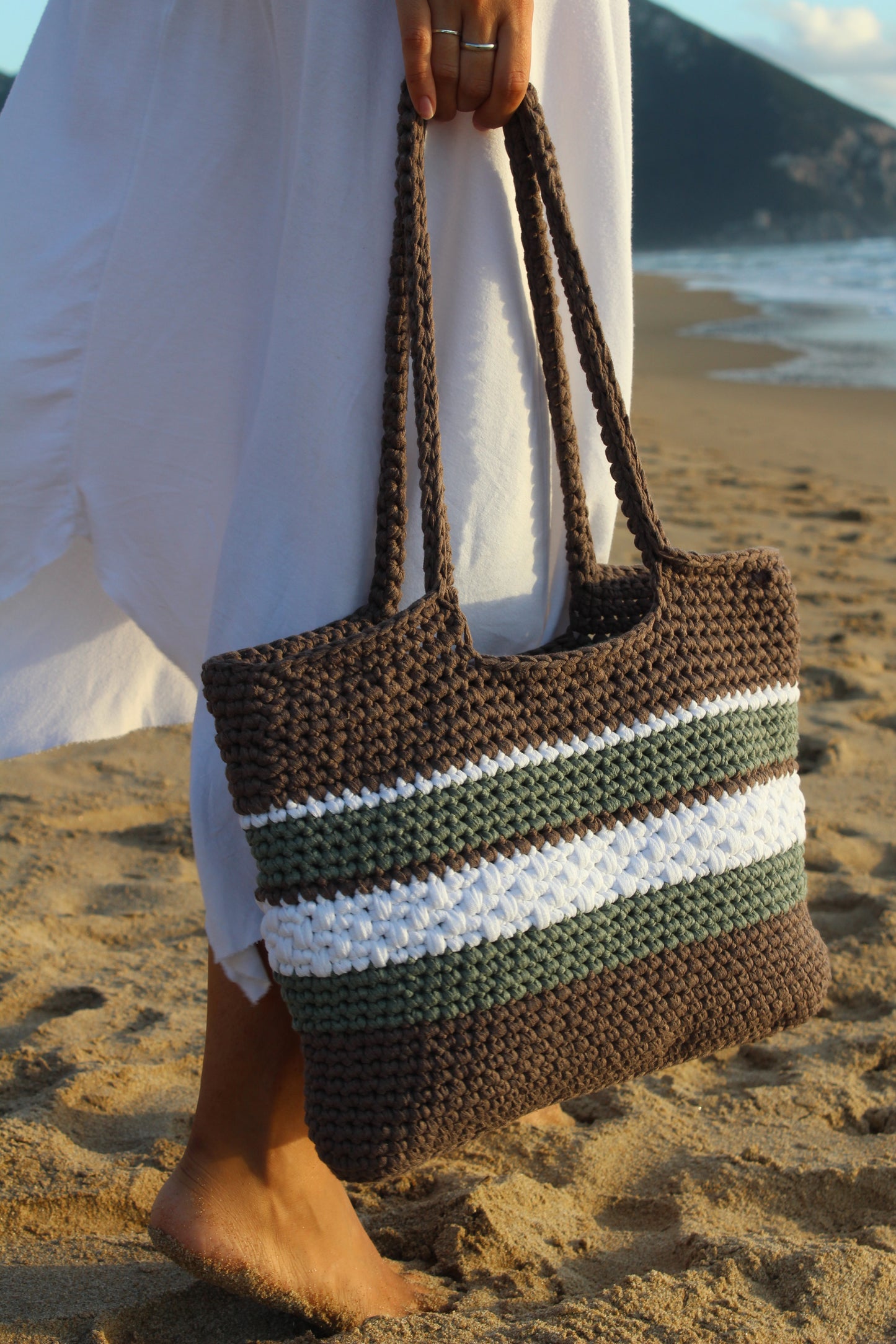 La Pepe - a righe Beige Tortora, Bianco, Verde Bosco