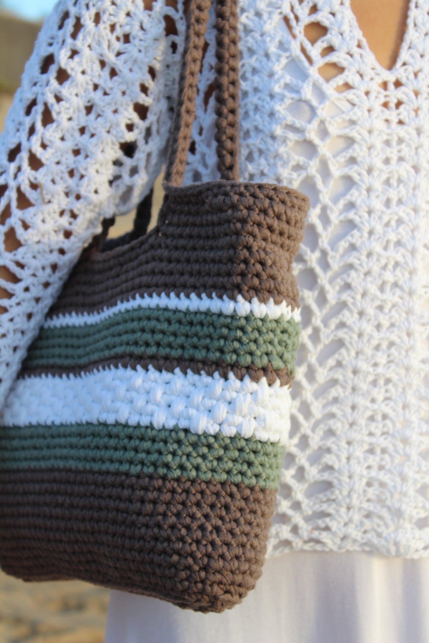 La Pepe - a righe Beige Tortora, Bianco, Verde Bosco