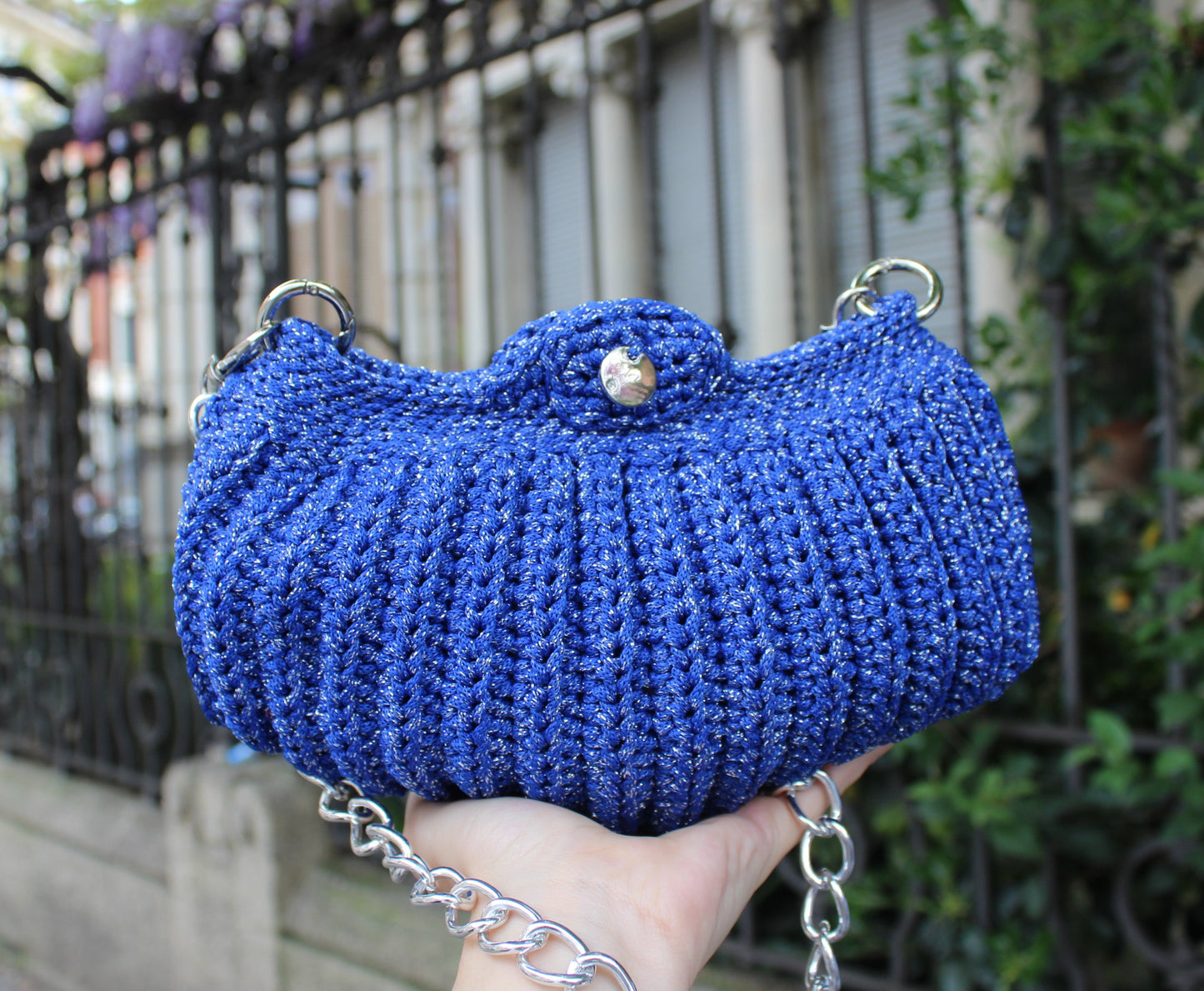 Lara Piccola con tracolla - Blu Elettrico Lurex