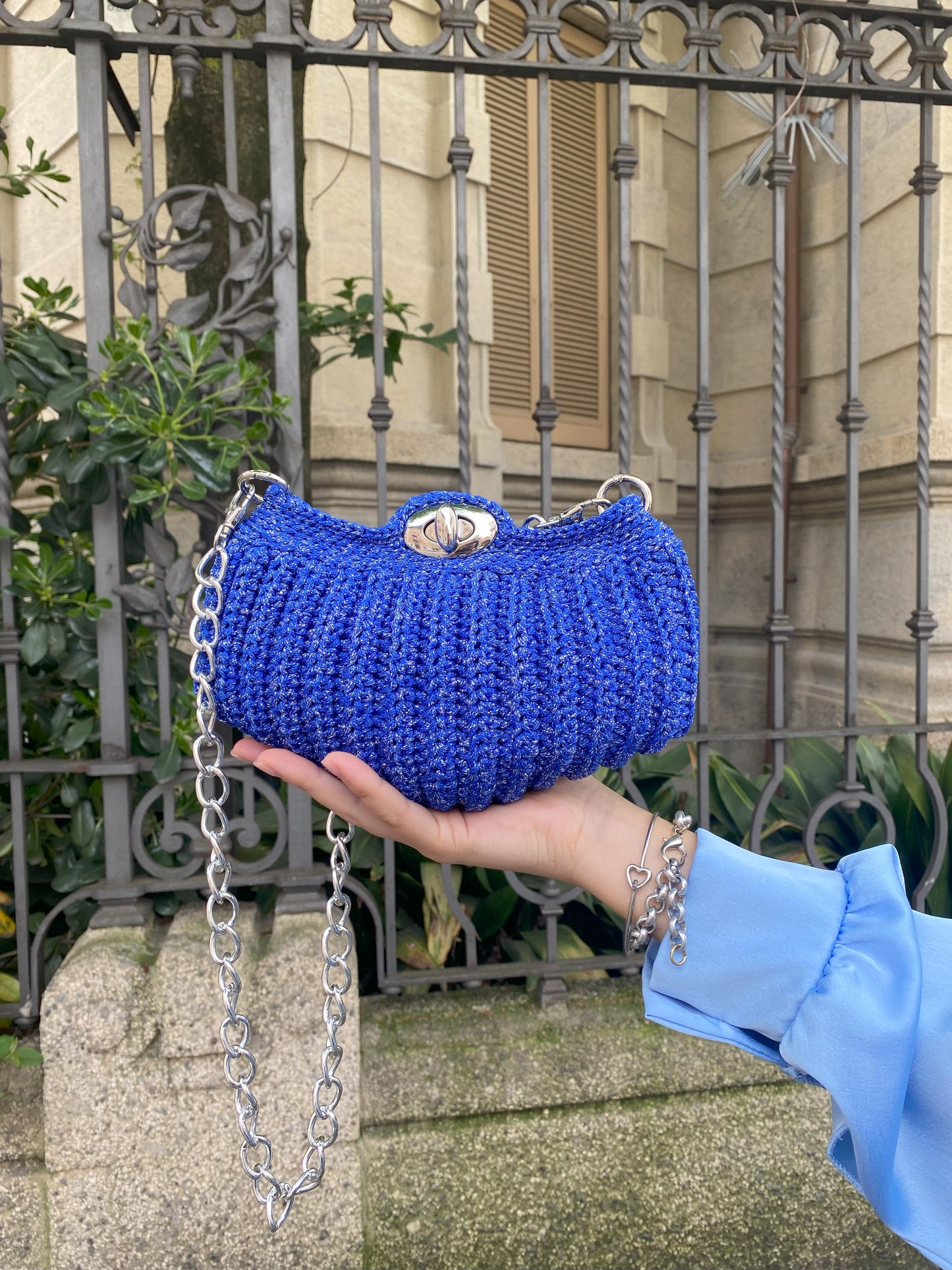 Lara Piccola con tracolla - Blu Elettrico Lurex