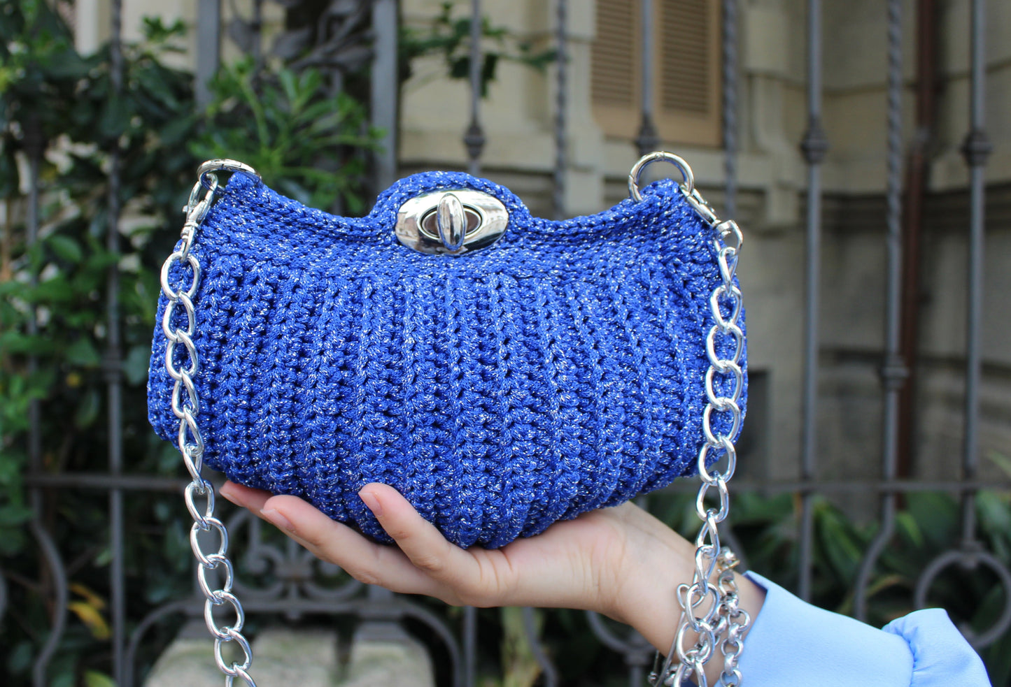 Lara Piccola con tracolla - Blu Elettrico Lurex