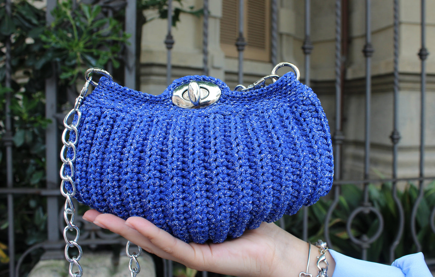 Lara Piccola con tracolla - Blu Elettrico Lurex