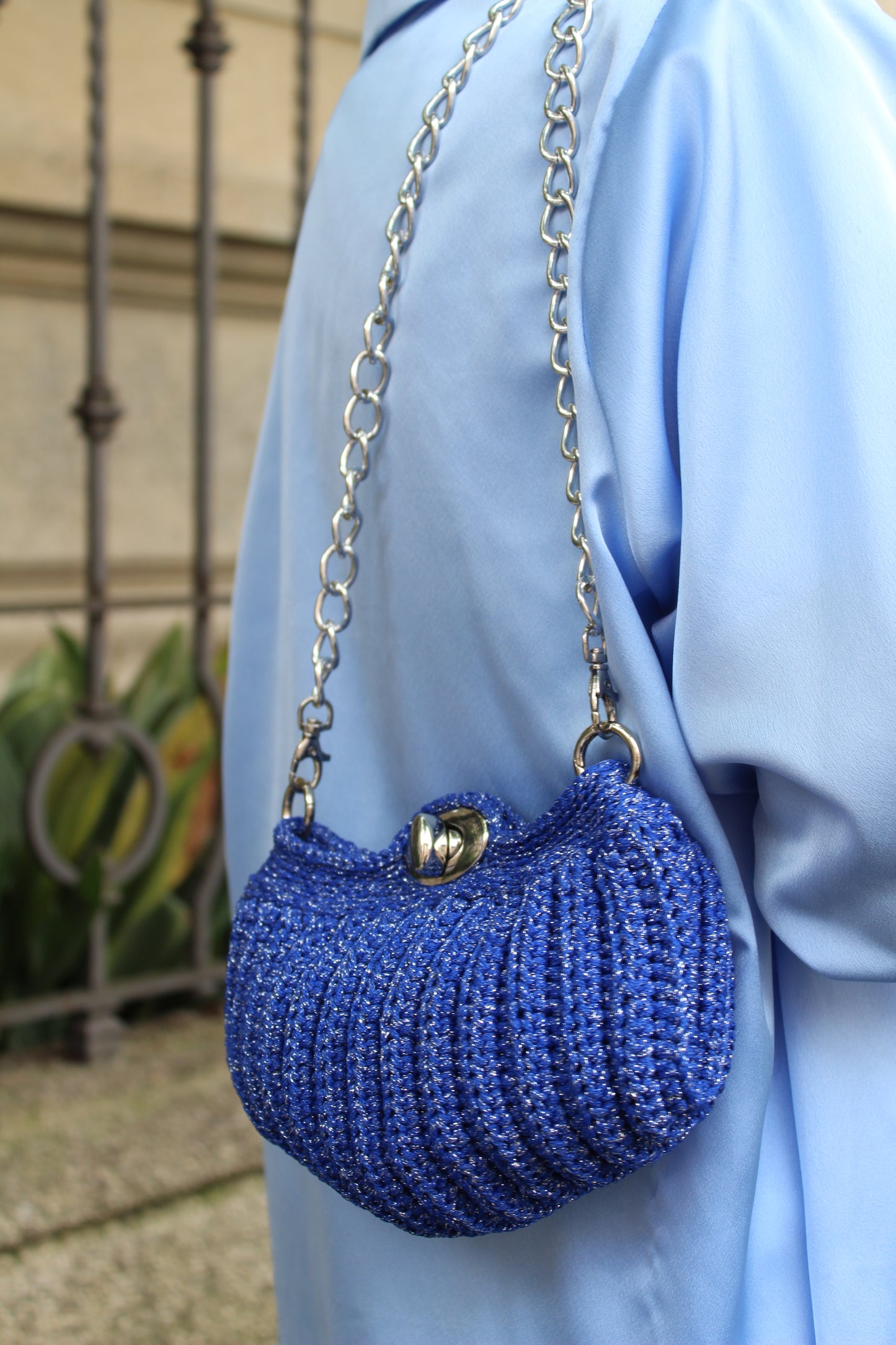 Lara Piccola con tracolla - Blu Elettrico Lurex