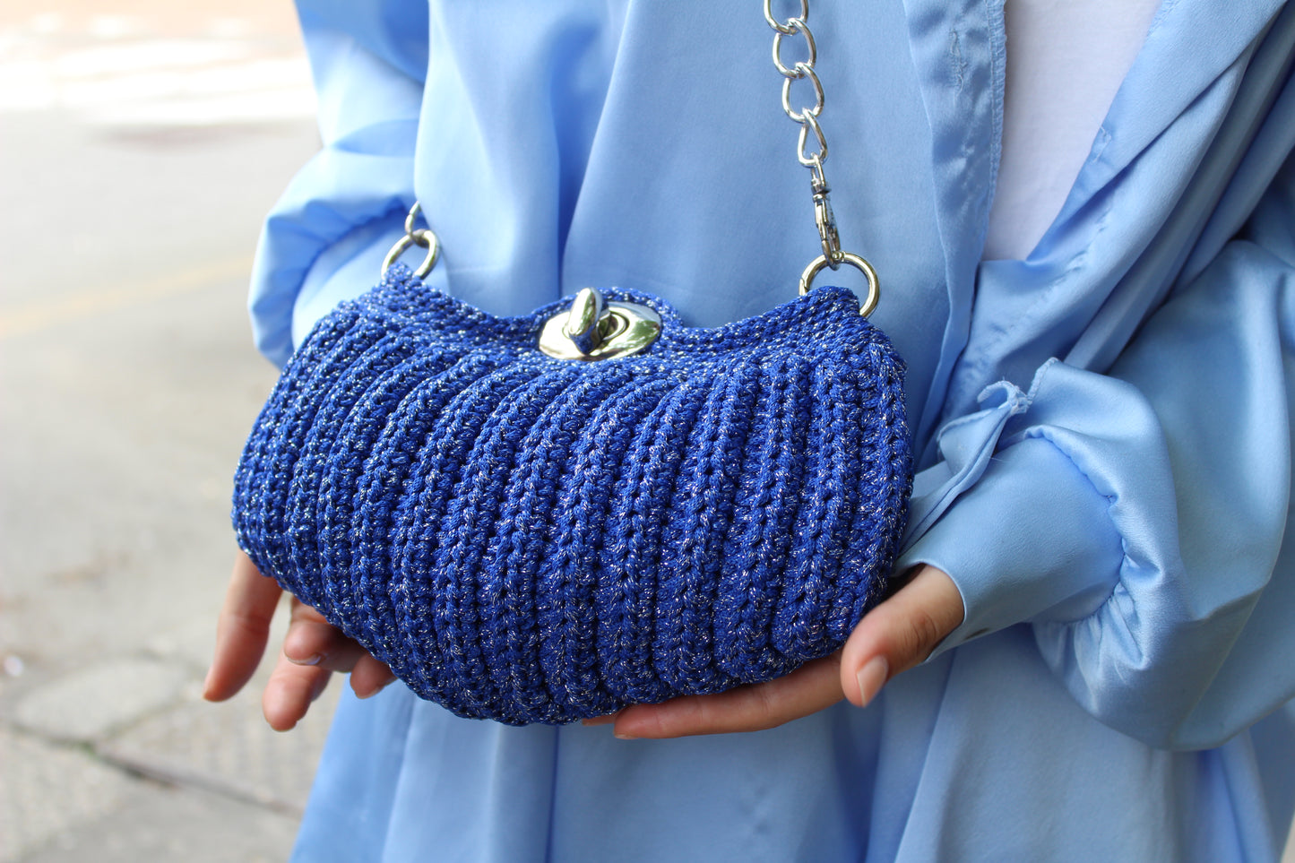 Lara Piccola con tracolla - Blu Elettrico Lurex