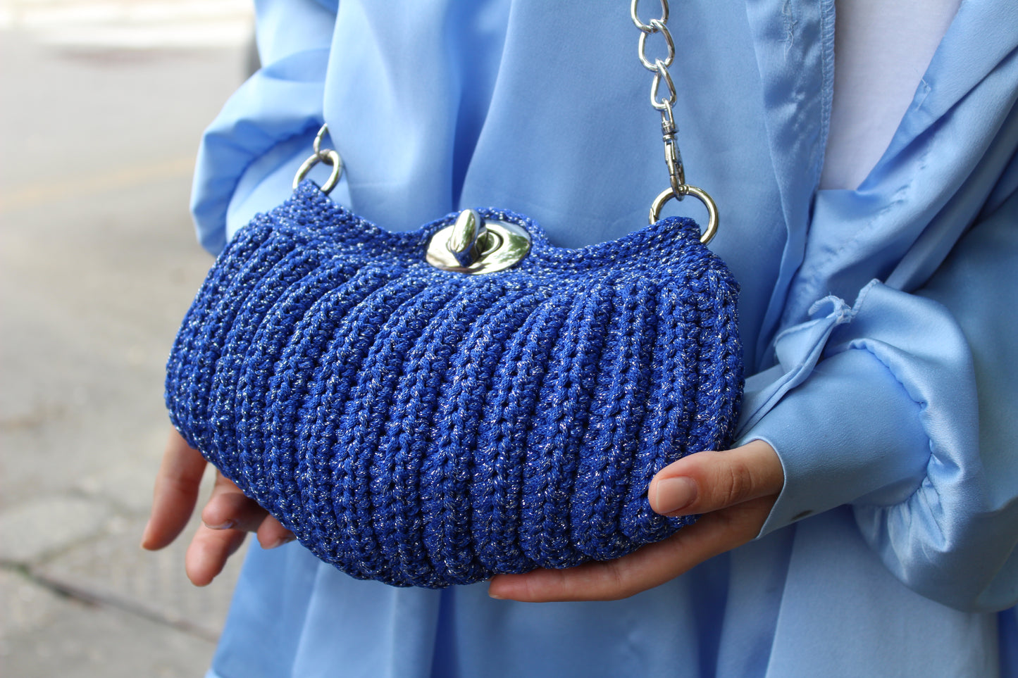 Lara Piccola con tracolla - Blu Elettrico Lurex