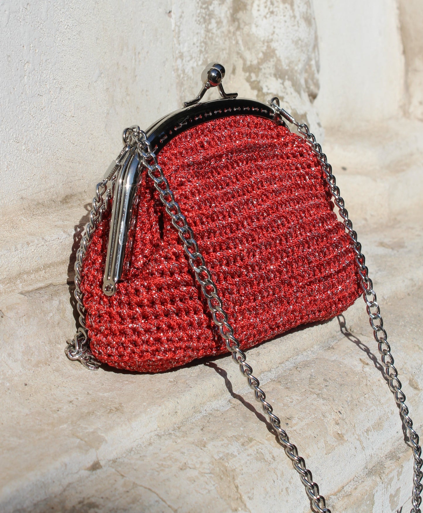 Tracollina ClicClac Rosso Lurex Argento