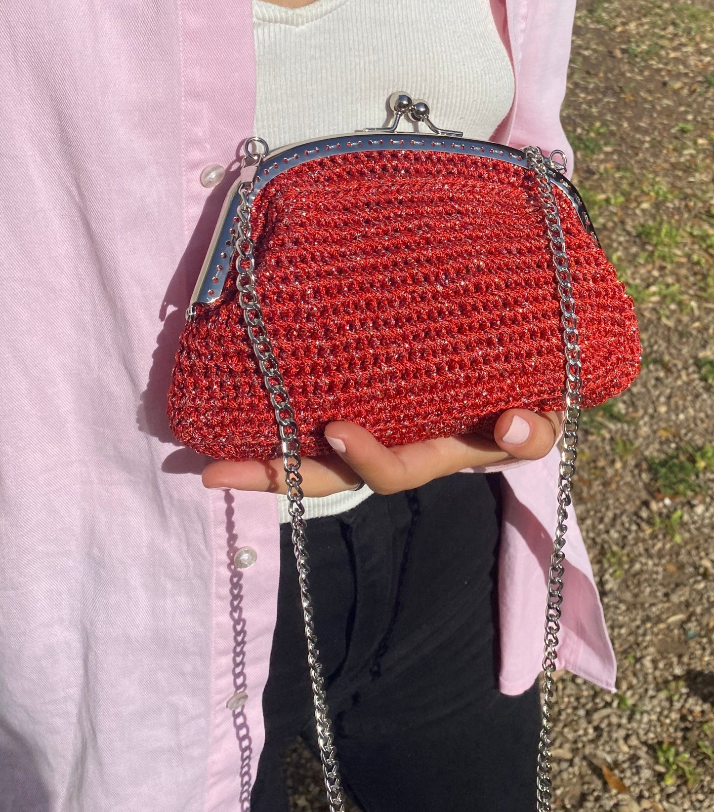 Tracollina ClicClac Rosso Lurex Argento