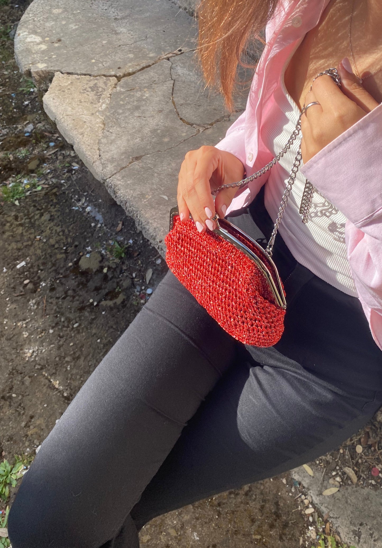 Tracollina ClicClac Rosso Lurex Argento