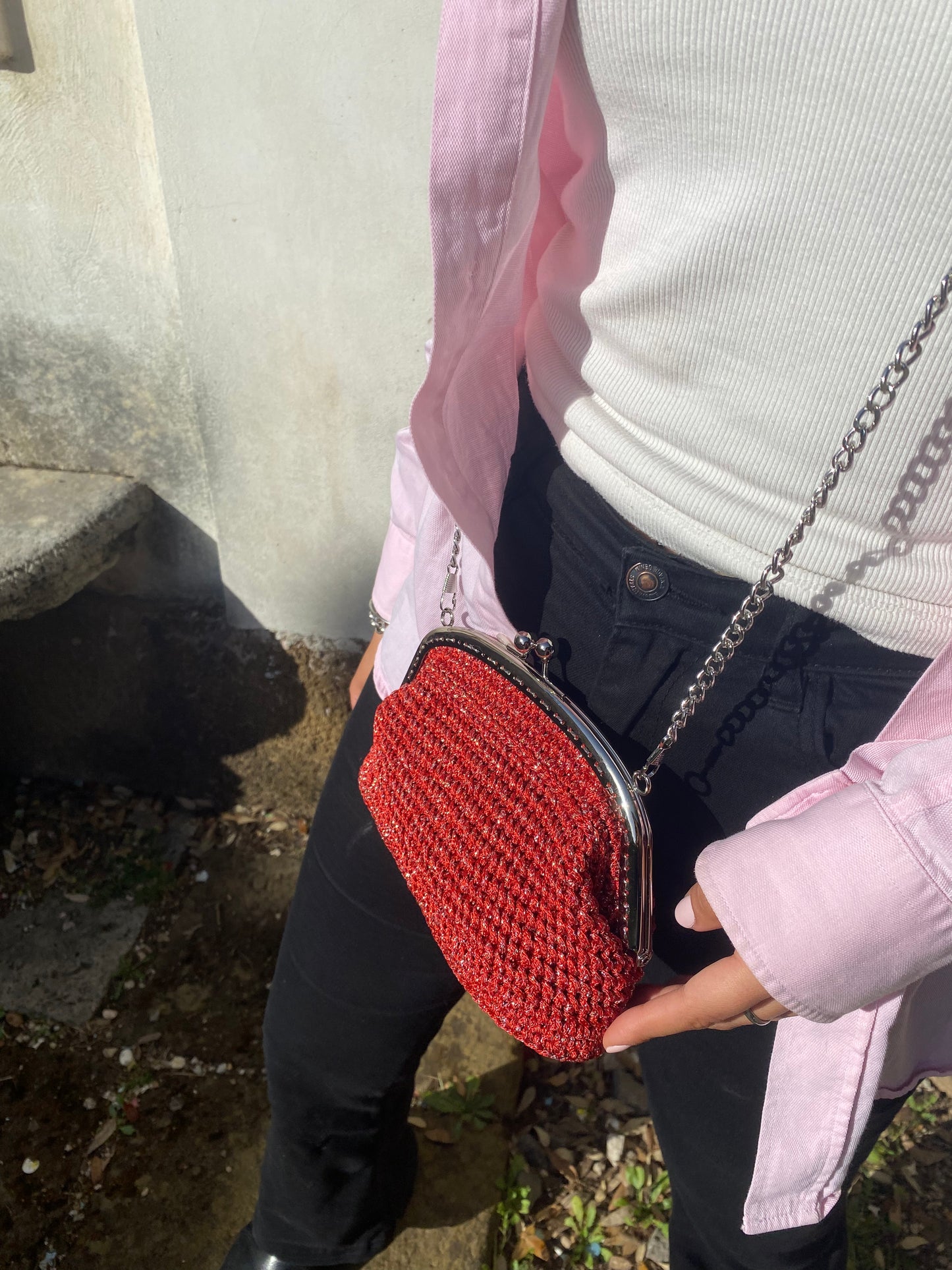 Tracollina ClicClac Rosso Lurex Argento