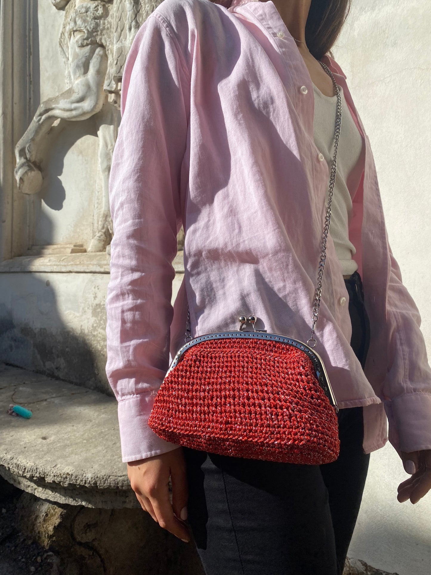 Tracollina ClicClac Rosso Lurex Argento