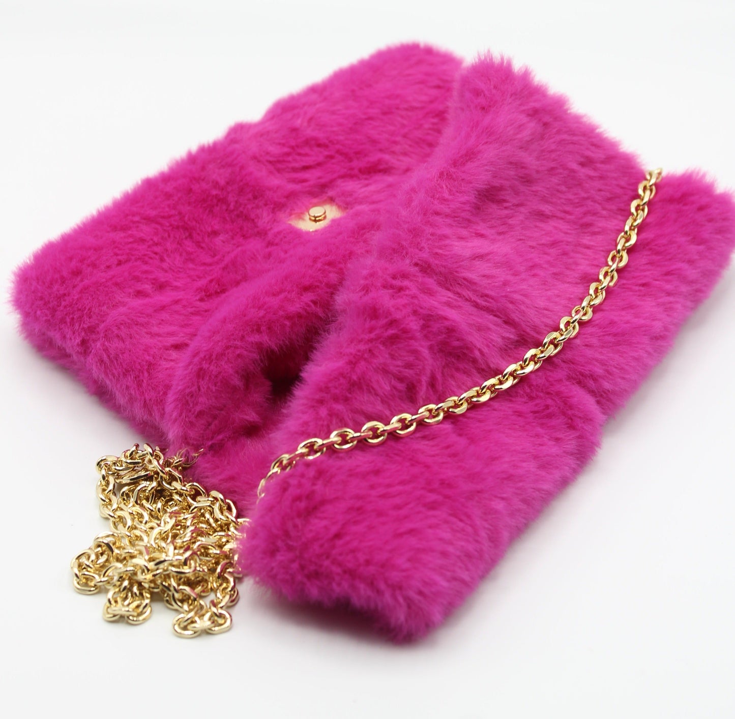 Pochette in ecopelliccia con tracolla - Fucsia