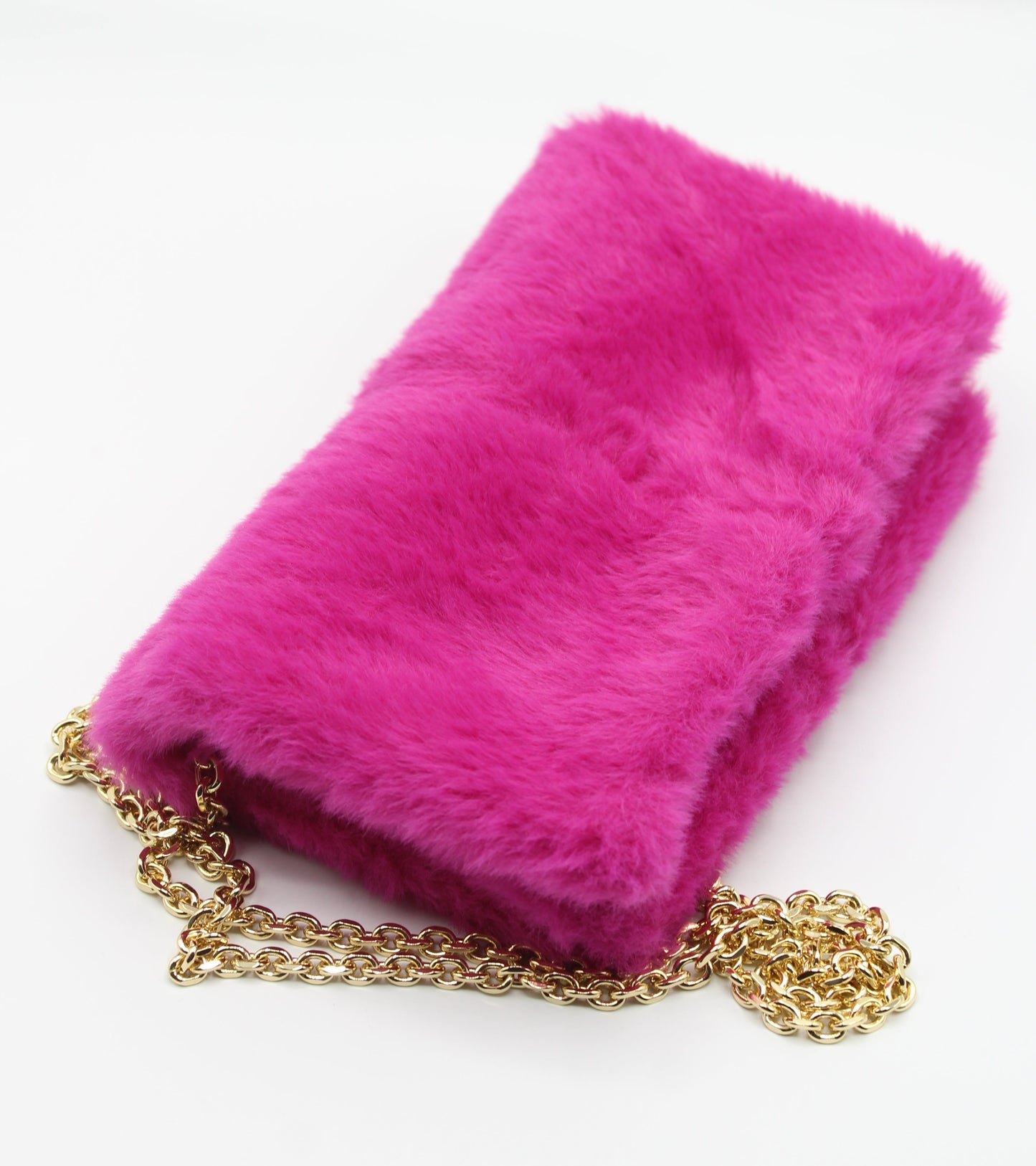 Pochette in ecopelliccia con tracolla - Fucsia