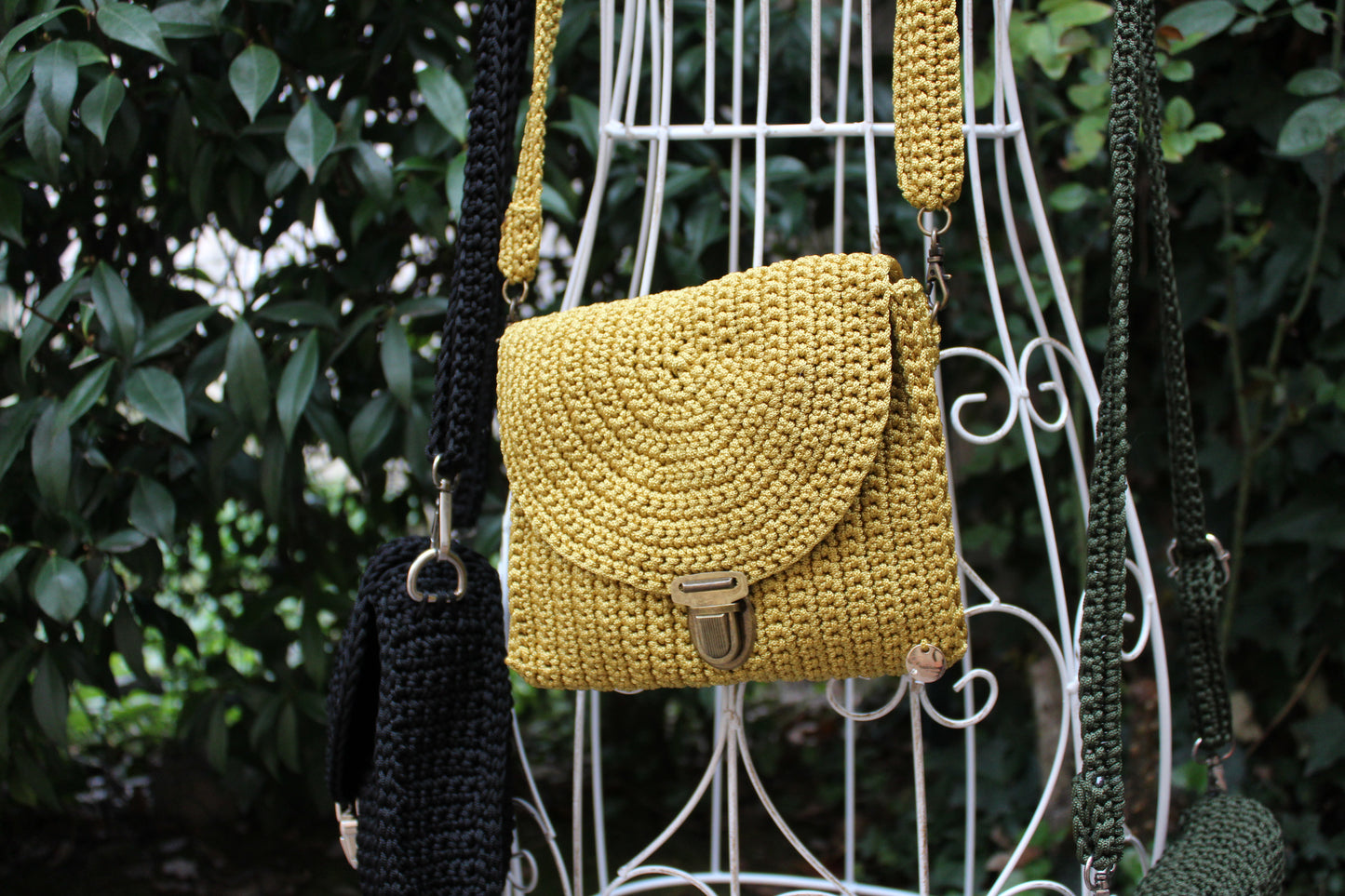 Pochette con tracolla ad uncinetto - Giallo Senape