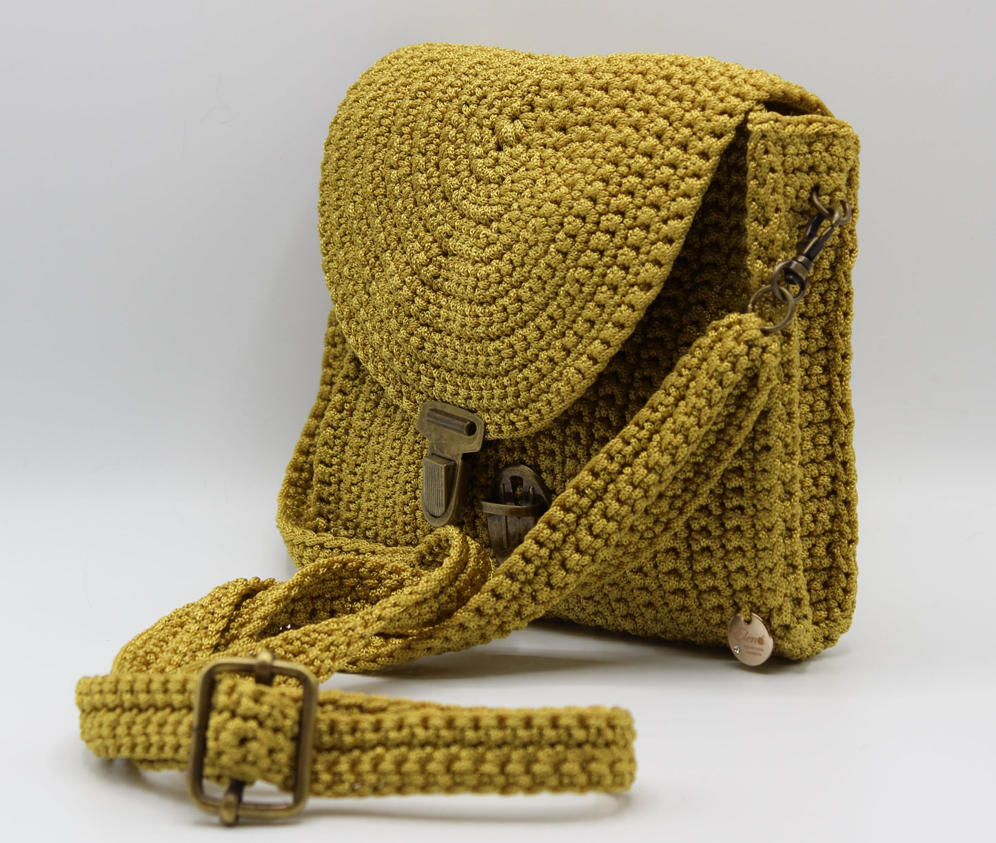 Pochette con tracolla ad uncinetto - Giallo Senape