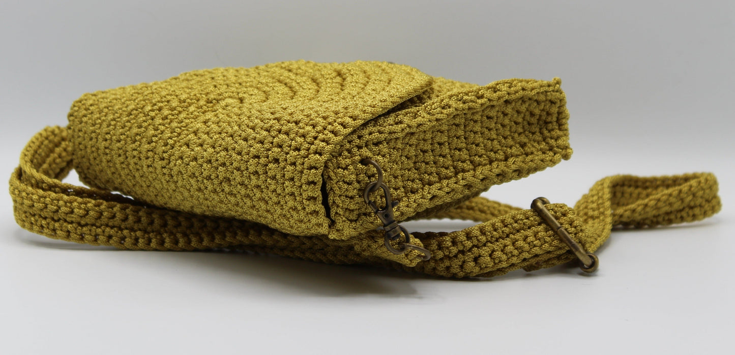 Pochette con tracolla ad uncinetto - Giallo Senape