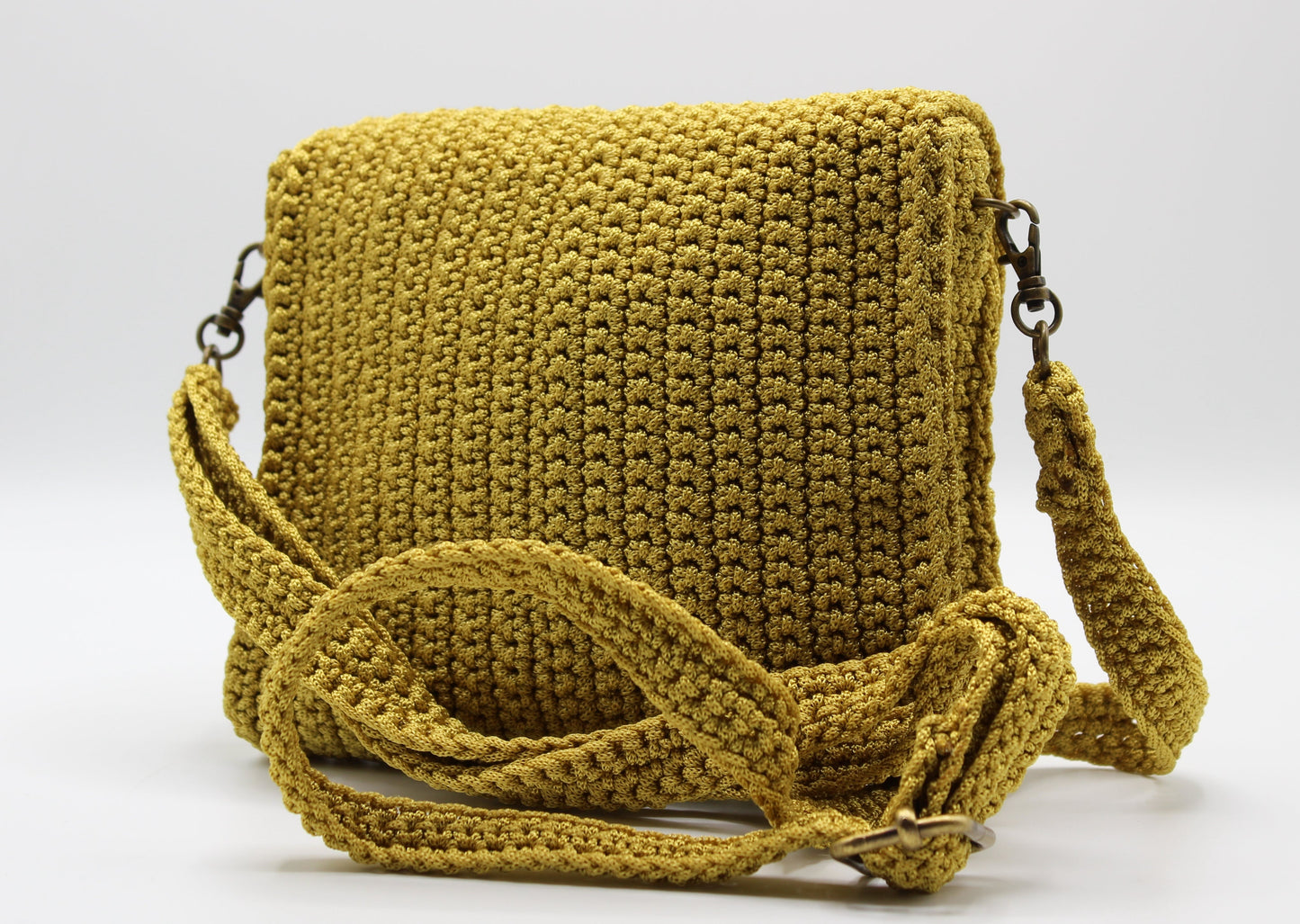Pochette con tracolla ad uncinetto - Giallo Senape