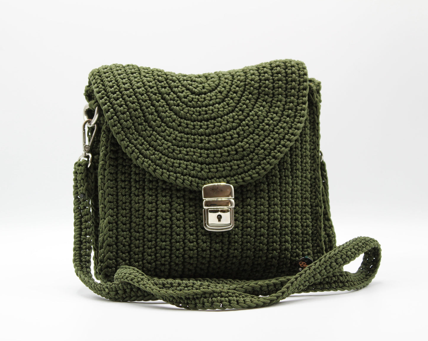 Pochette con tracolla ad uncinetto - Verde Militare