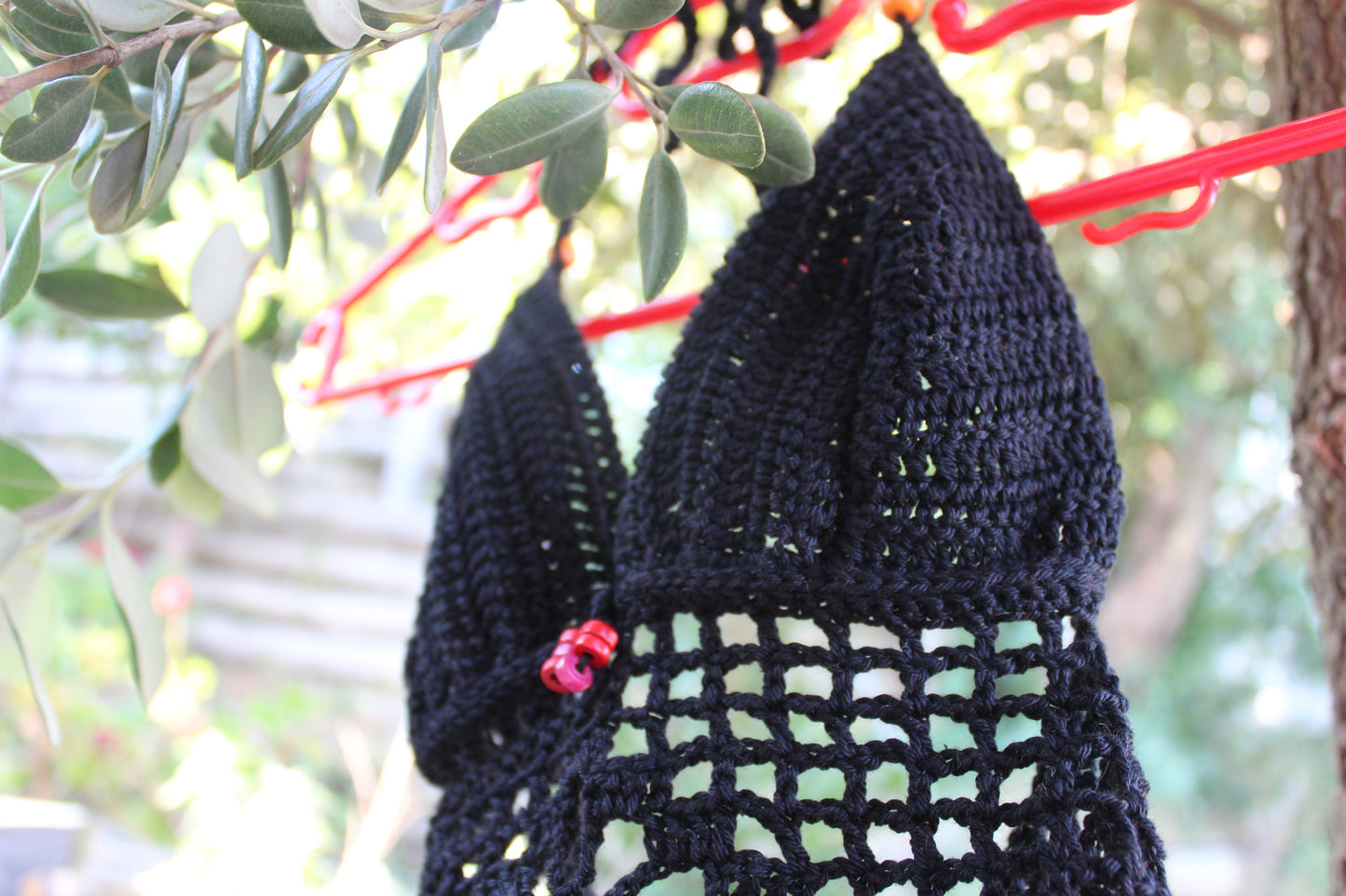 Crop Top Crochet Granny Flower - Nero