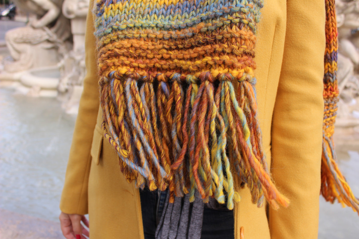 Sciarpone Flash Giallo Turhese Melange
