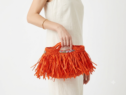 Polly - Mini Bag in Rafia con frange
