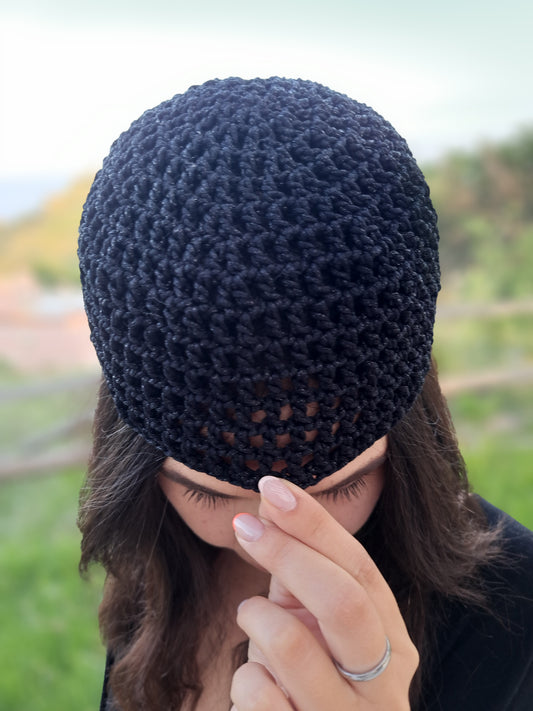 Crochet Mesh Hat Nero