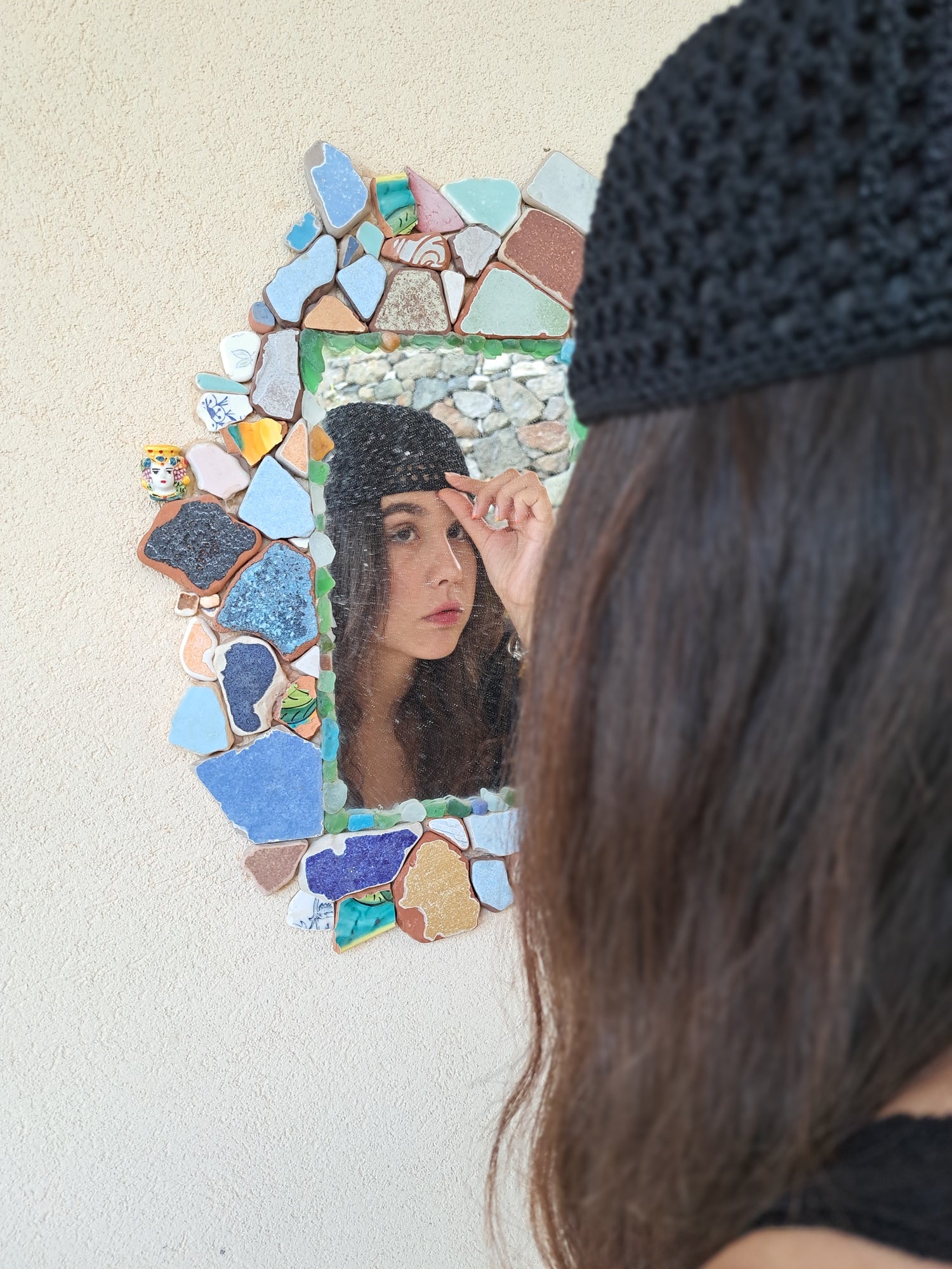 Crochet Mesh Hat Nero