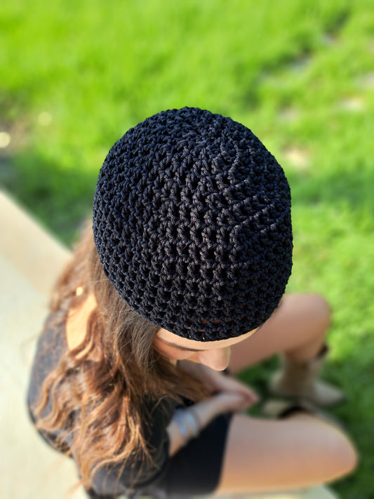 Crochet Mesh Hat Nero