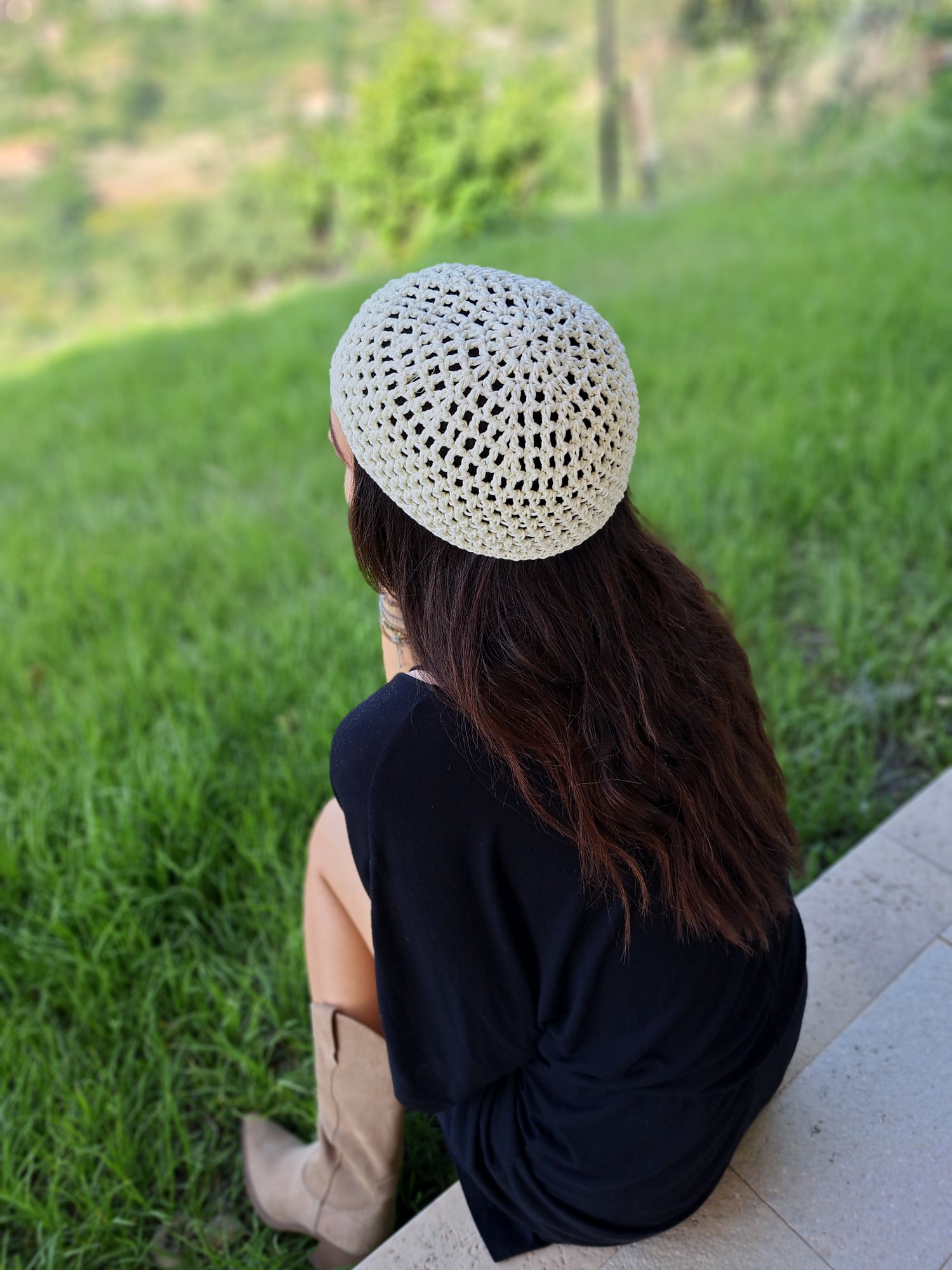 Crochet Mesh Hat Panna