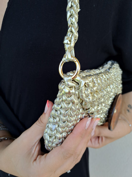 Big Button Metallica Oro con tracolla