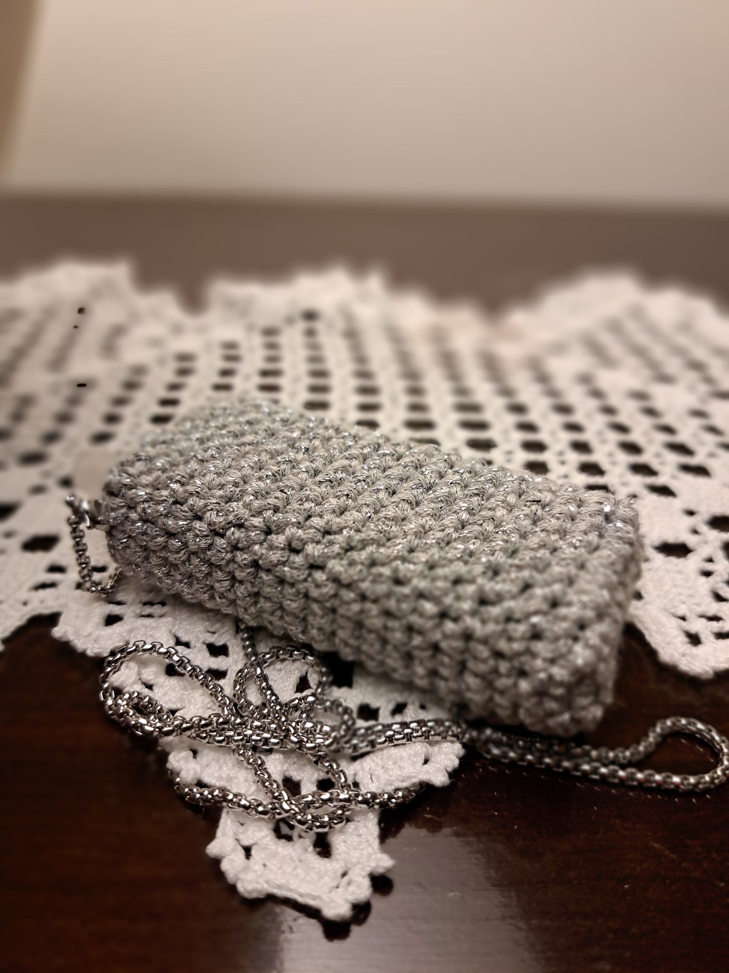 Porta Apex in cordino grigio argento