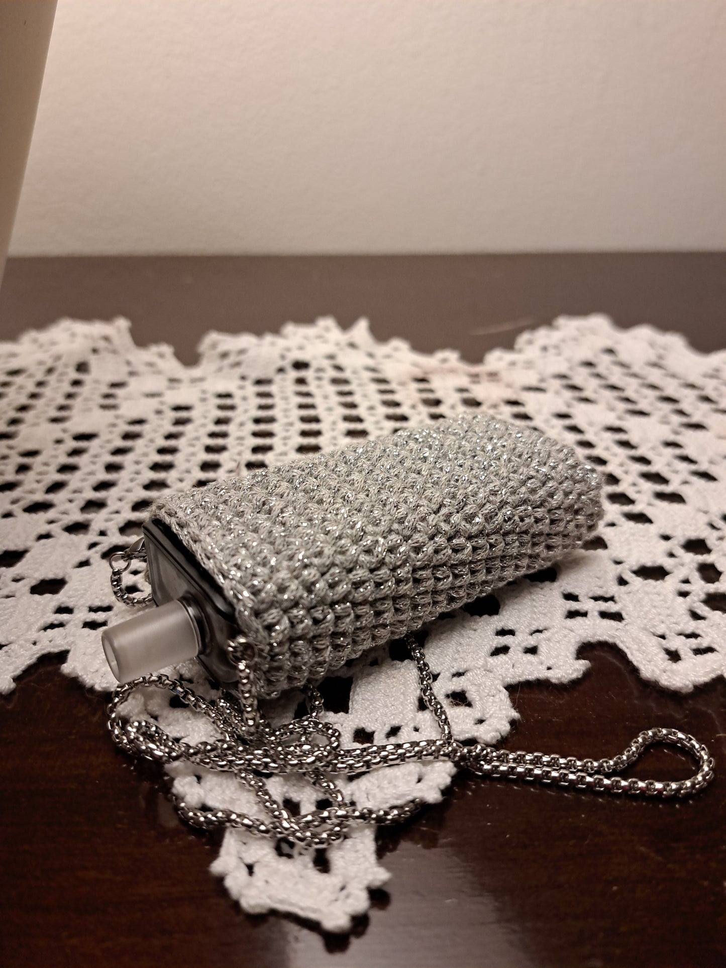 Porta Apex in cordino grigio argento