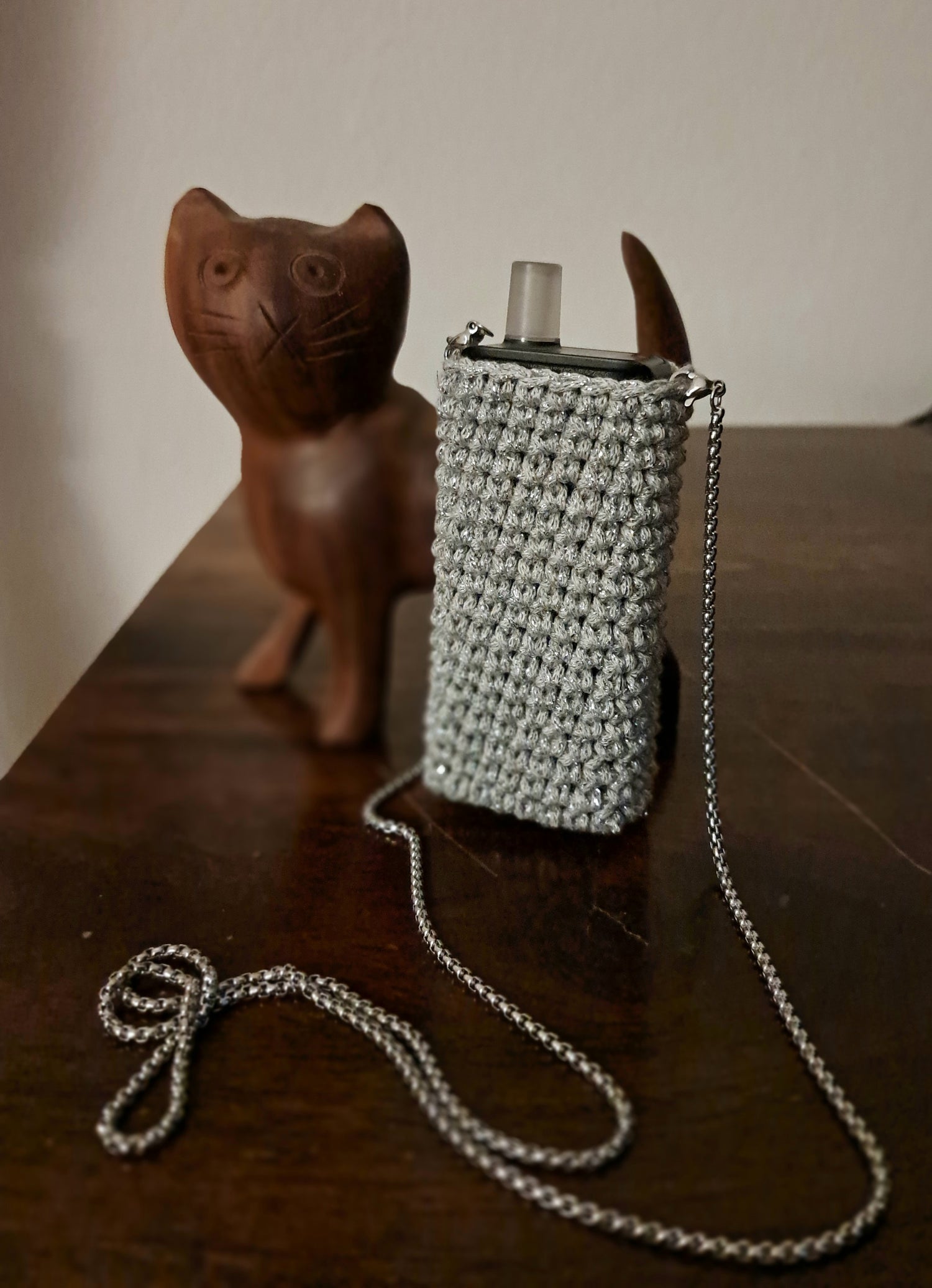 Porta Apex in cordino grigio argento