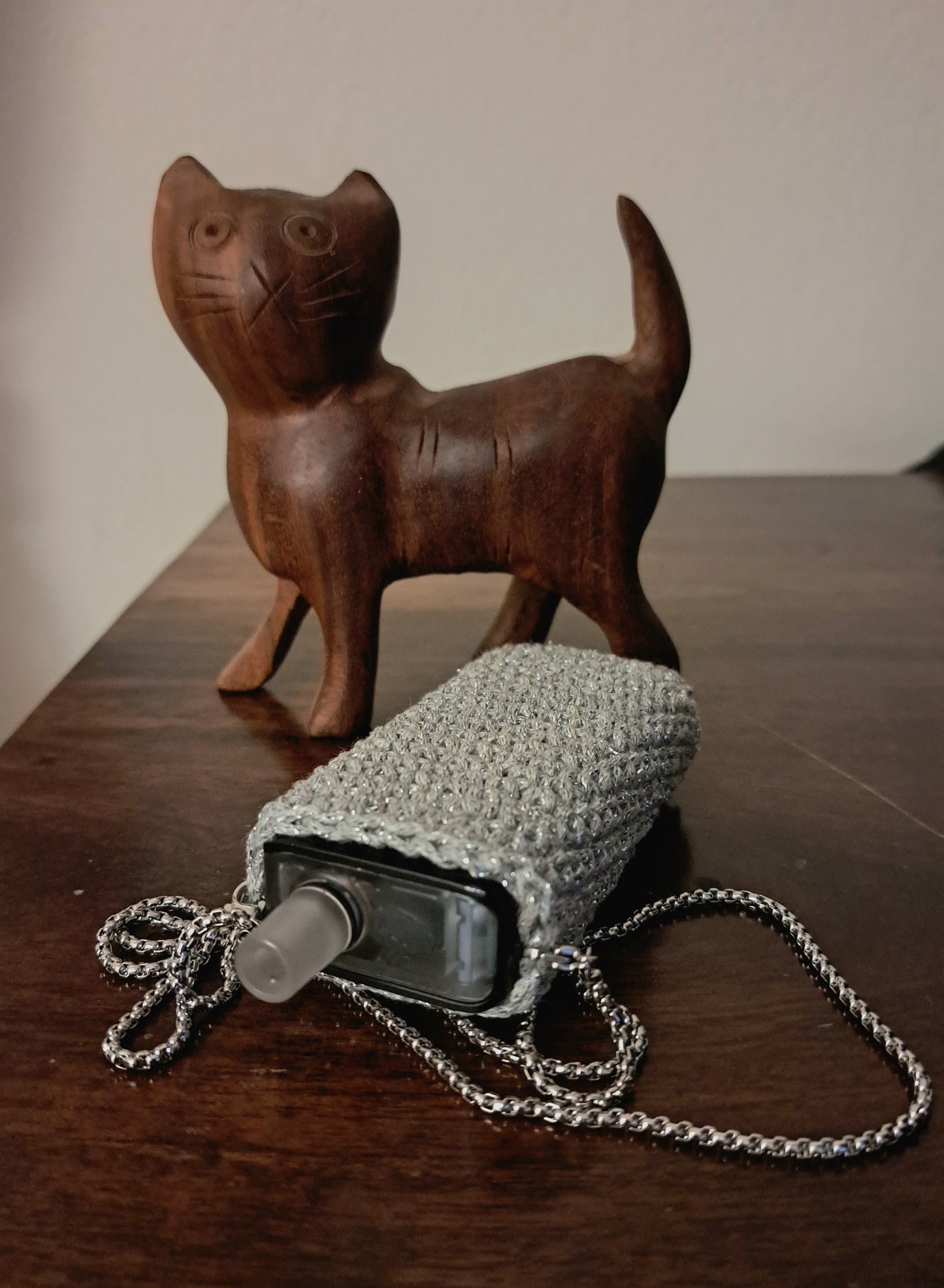 Porta Apex in cordino grigio argento