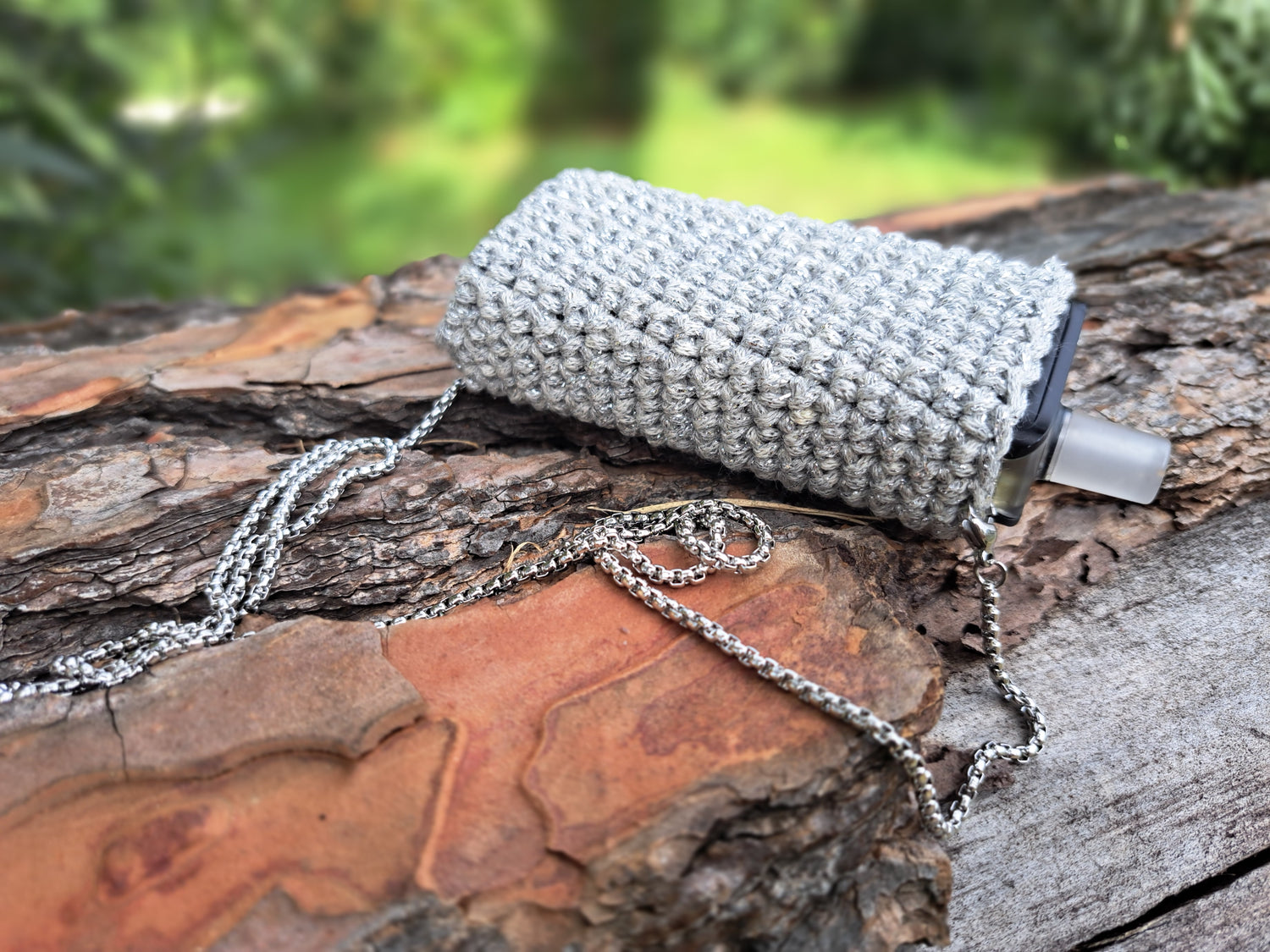 Porta Apex in cordino grigio argento