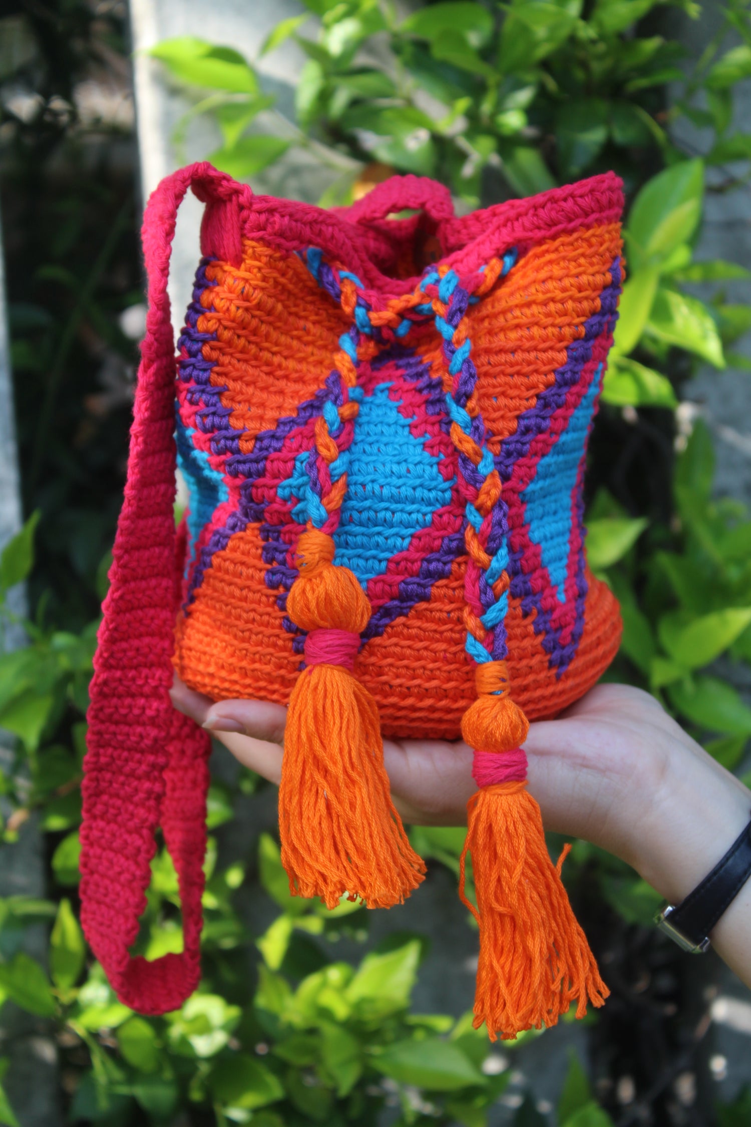 Bucket Crochet Bag Mini con Tracolla