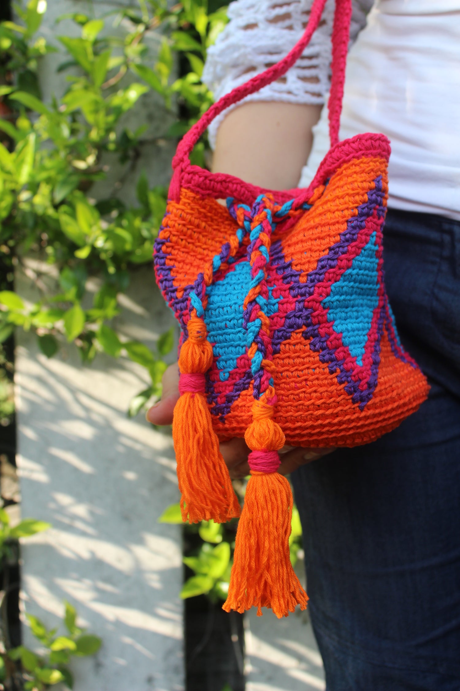 Bucket Crochet Bag Mini con Tracolla