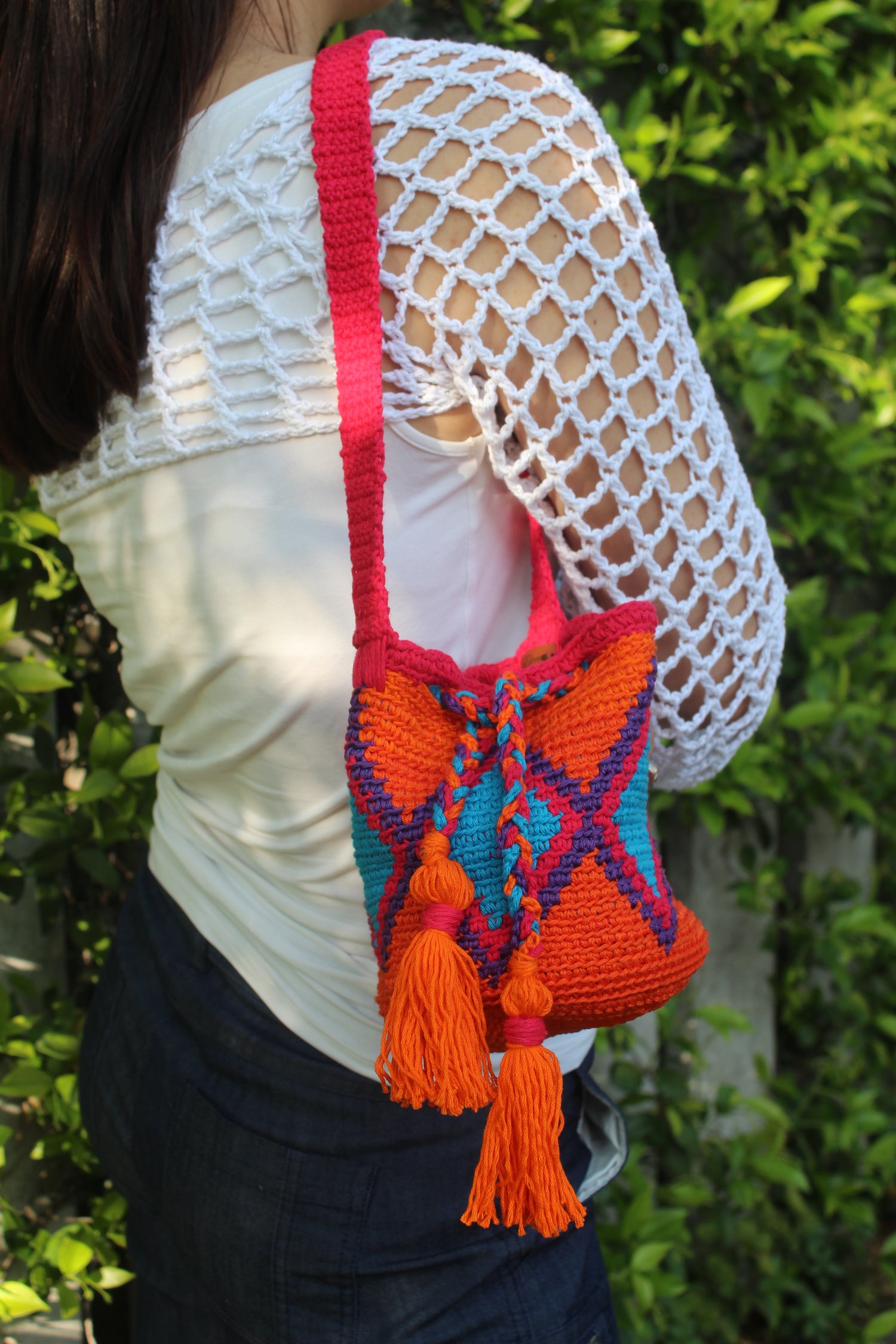 Bucket Crochet Bag Mini con Tracolla