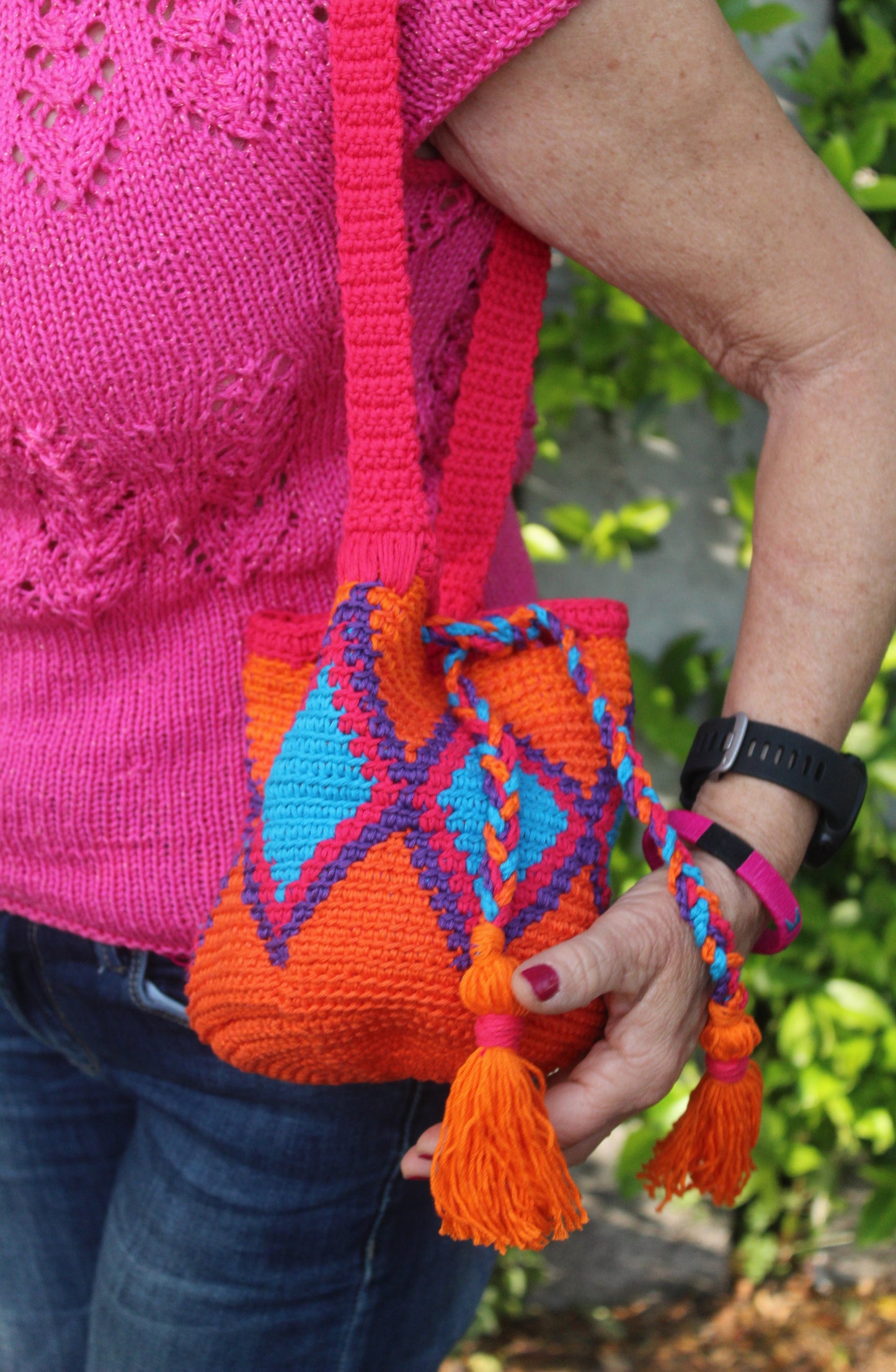 Bucket Crochet Bag Mini con Tracolla