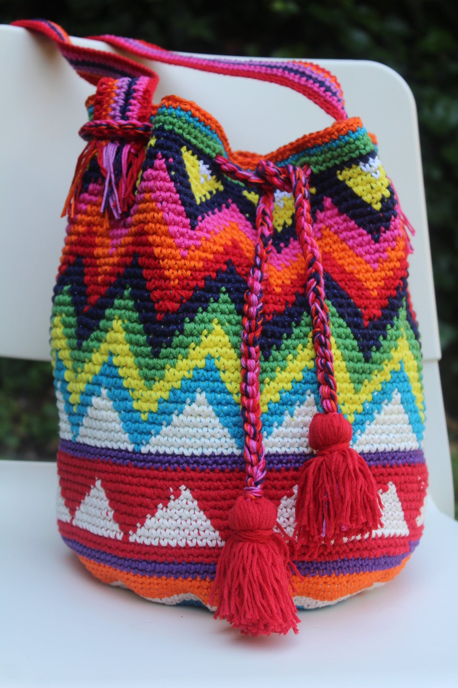 Bucket Crochet  Bag Maxi con Tracolla