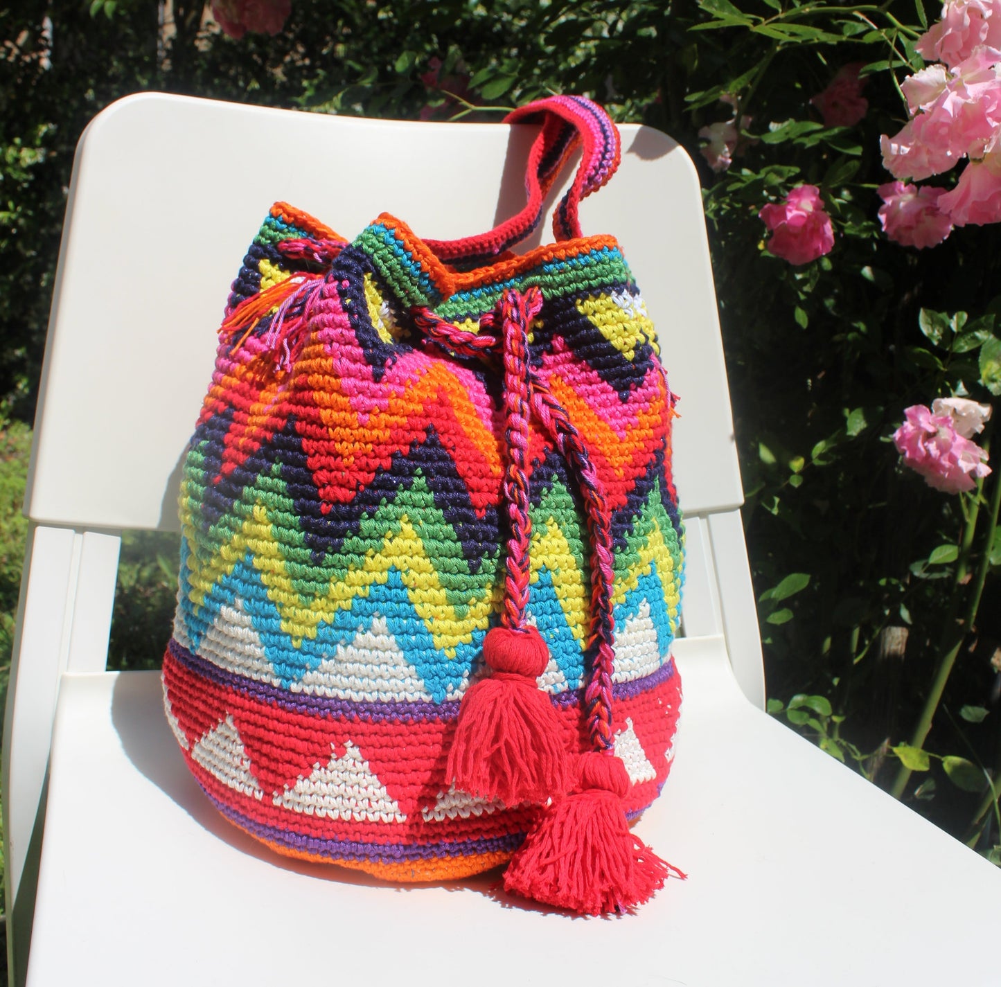 Bucket Crochet  Bag Maxi con Tracolla